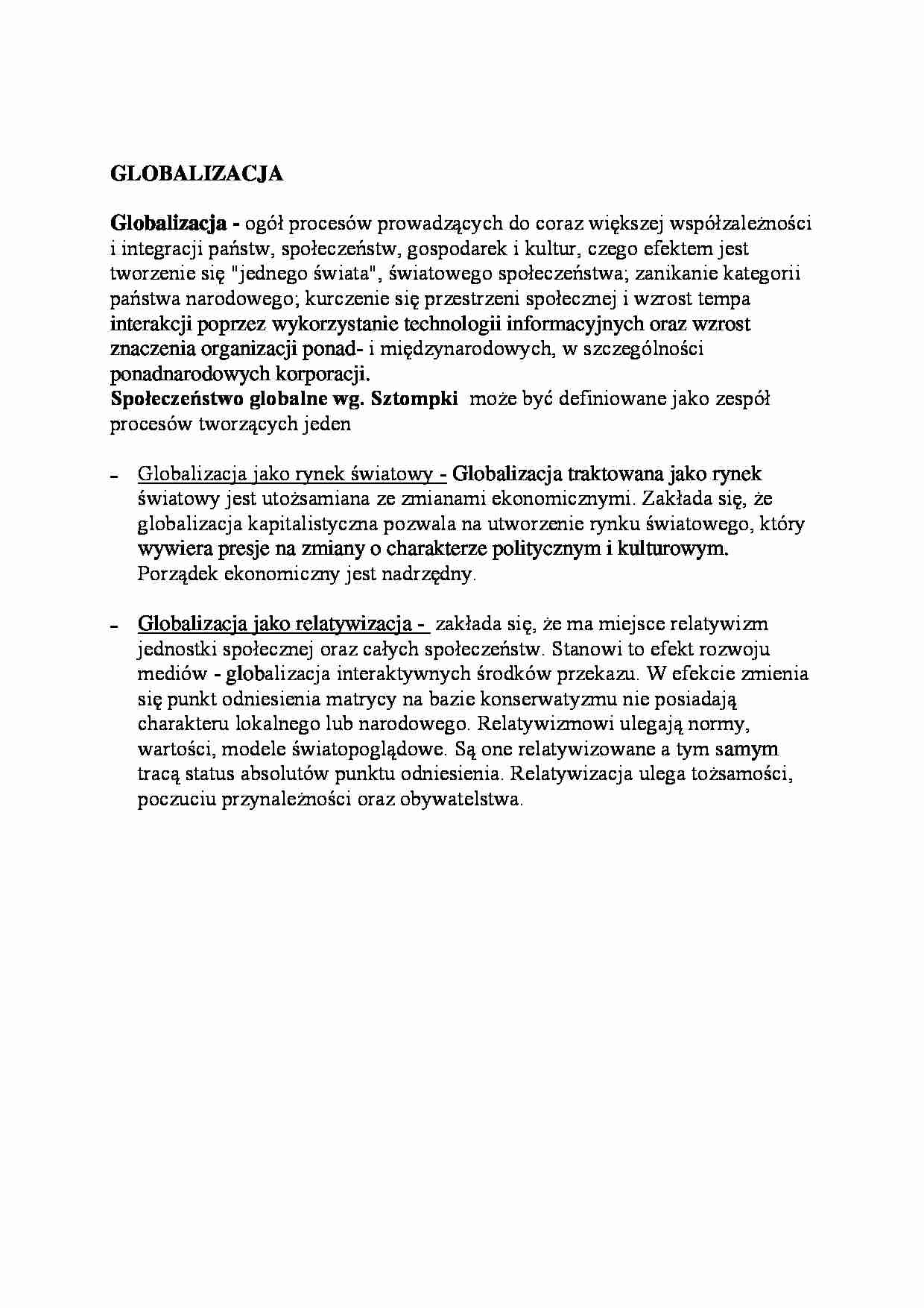 Globalizacja-opracowanie - strona 1