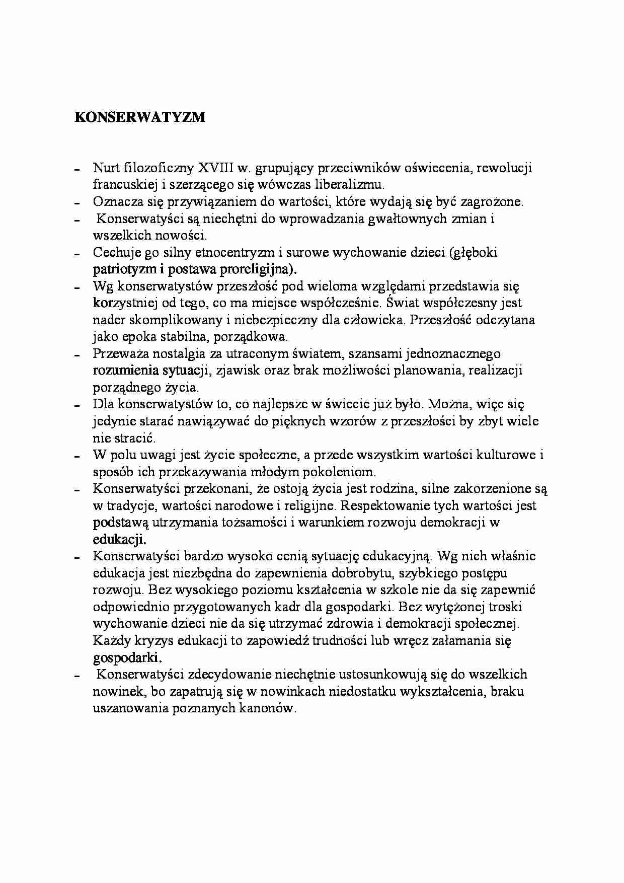 Konserwatyzm-opracowanie - strona 1