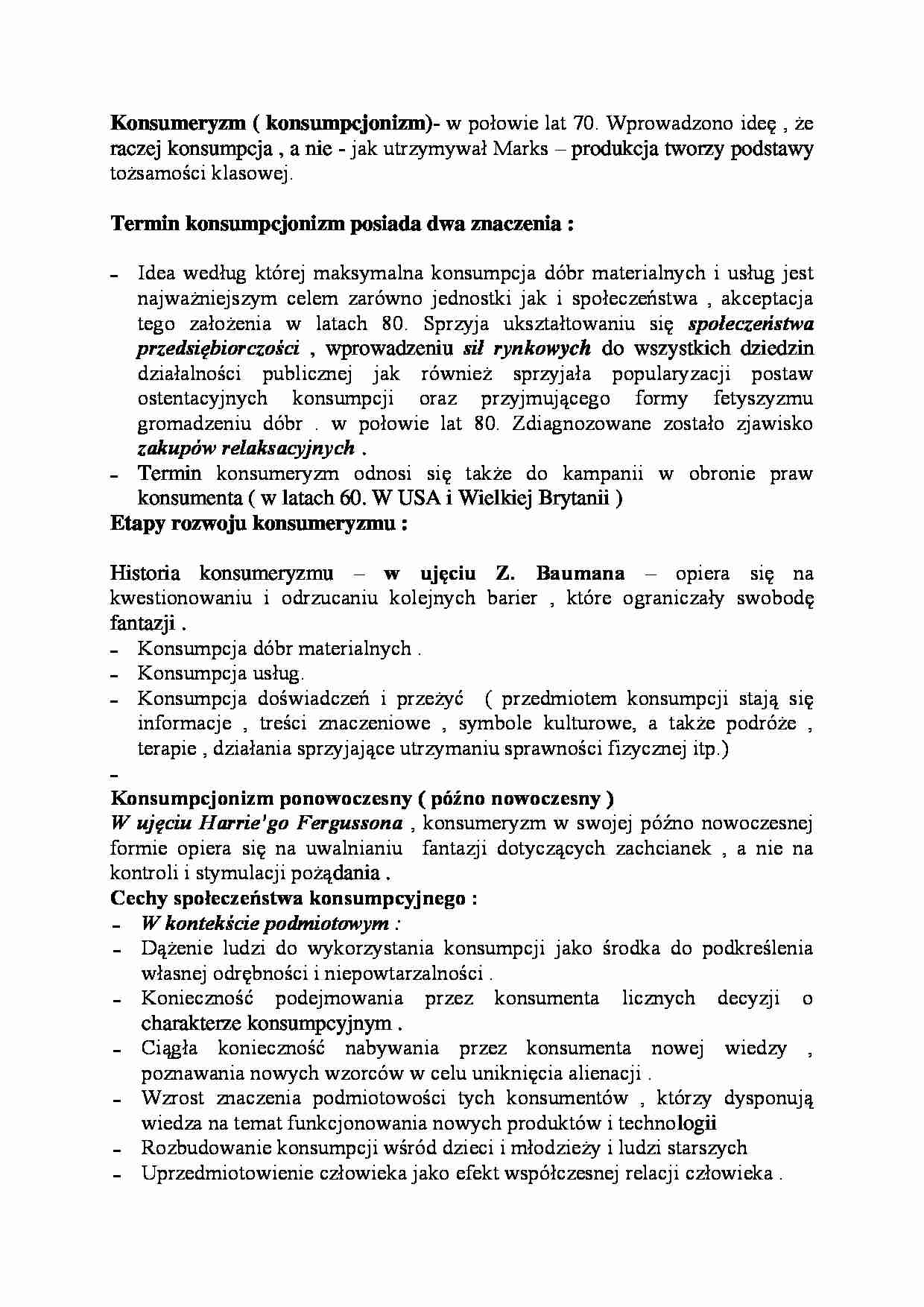 Konsumeryzm-opracowanie - strona 1