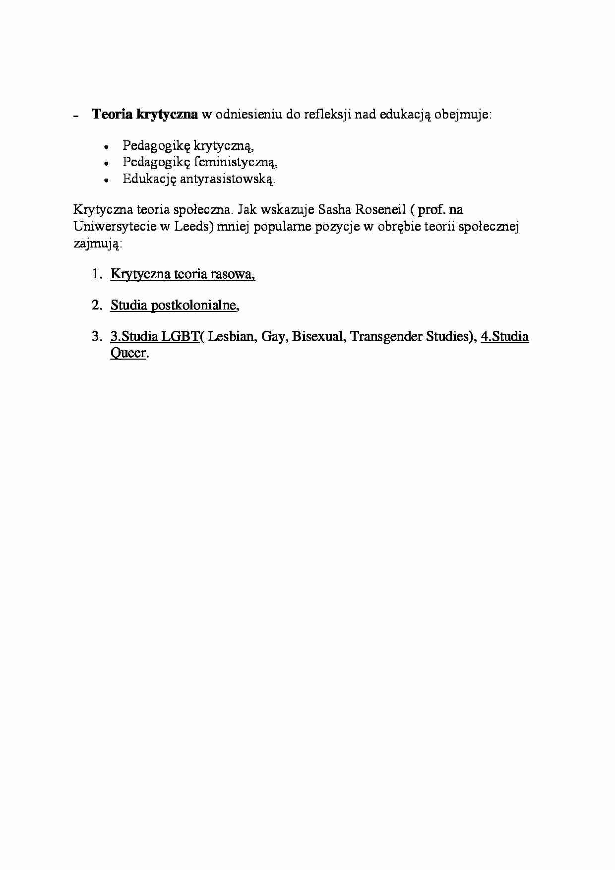Teoria krytyczna-opracowanie - strona 1