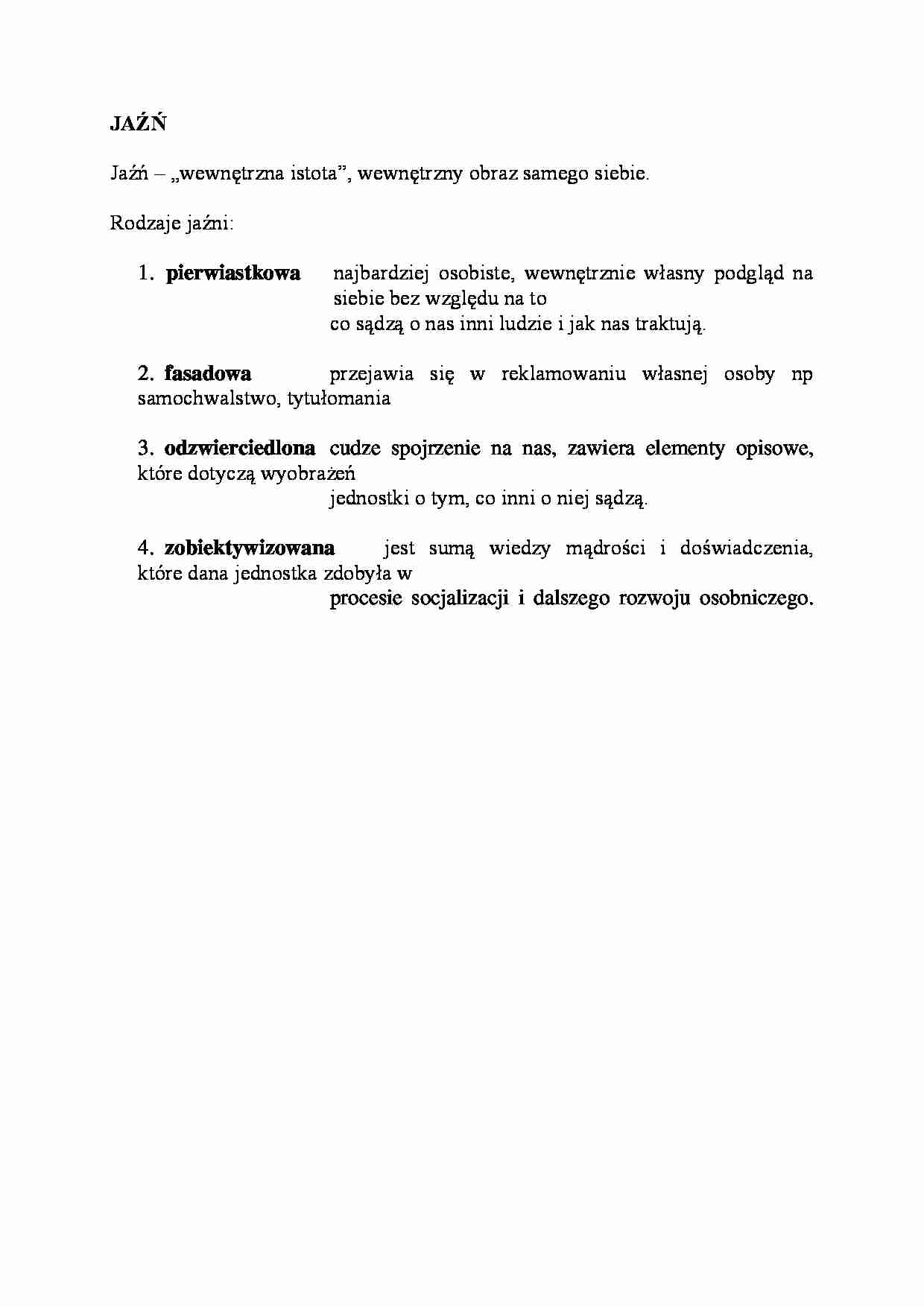 Jaźń-opracowanie  - strona 1