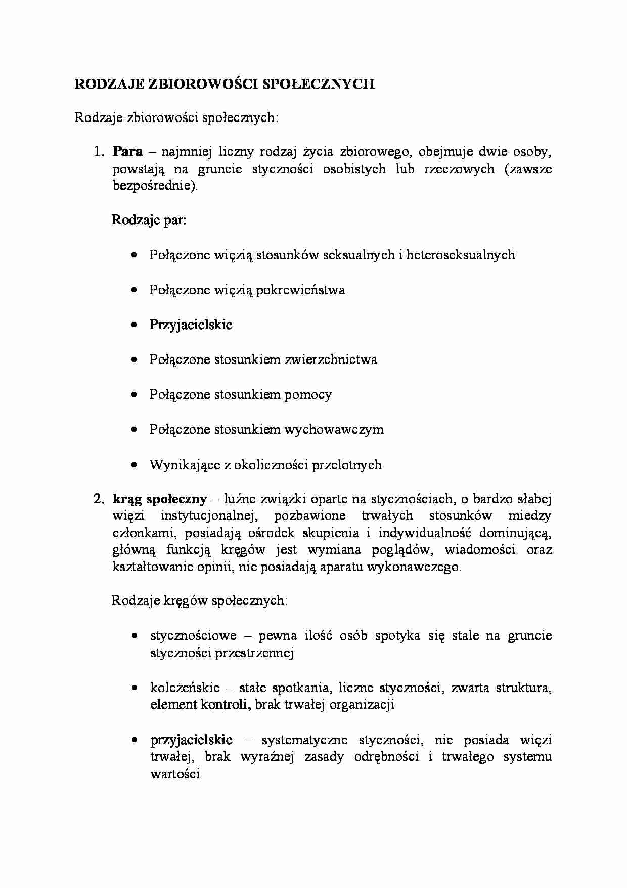 Rodzaje zbiorowości społecznych-opracowanie  - strona 1