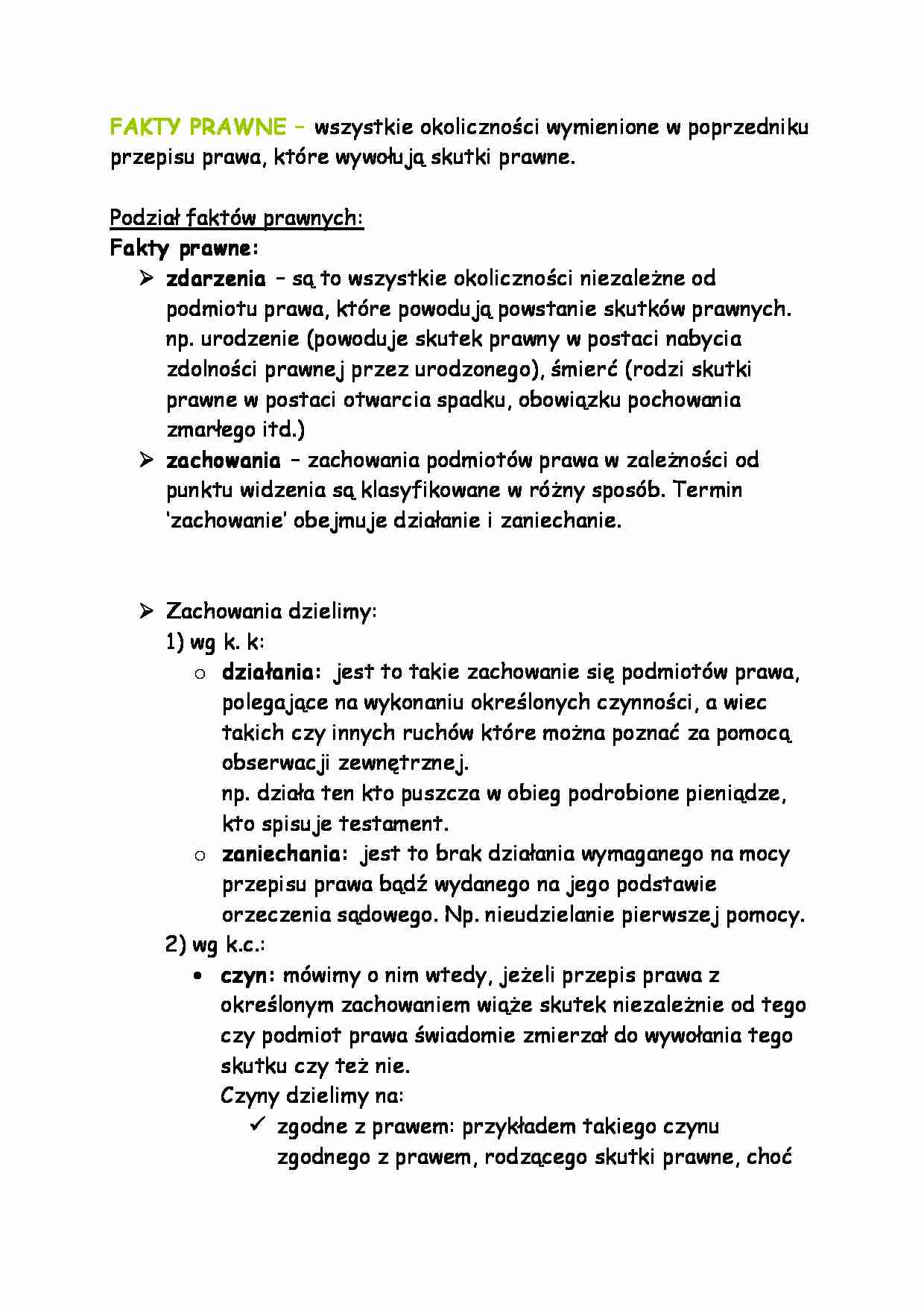 Fakty prawne-opracowanie  - strona 1