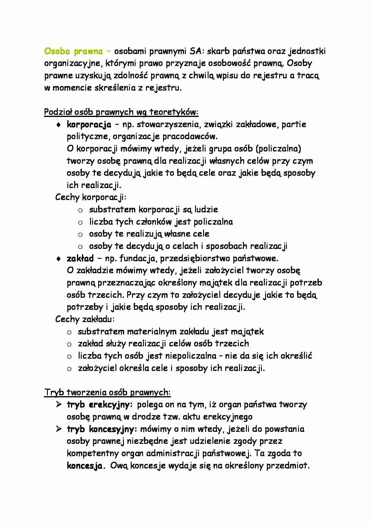 Osoba prawna-opracowanie  - strona 1