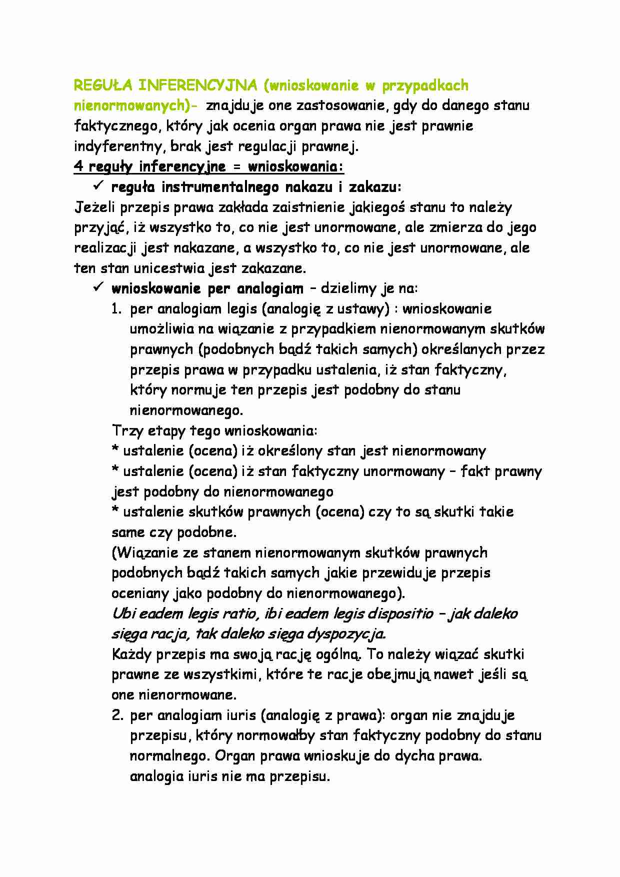 Reguła inferencyjna-opracowanie  - strona 1