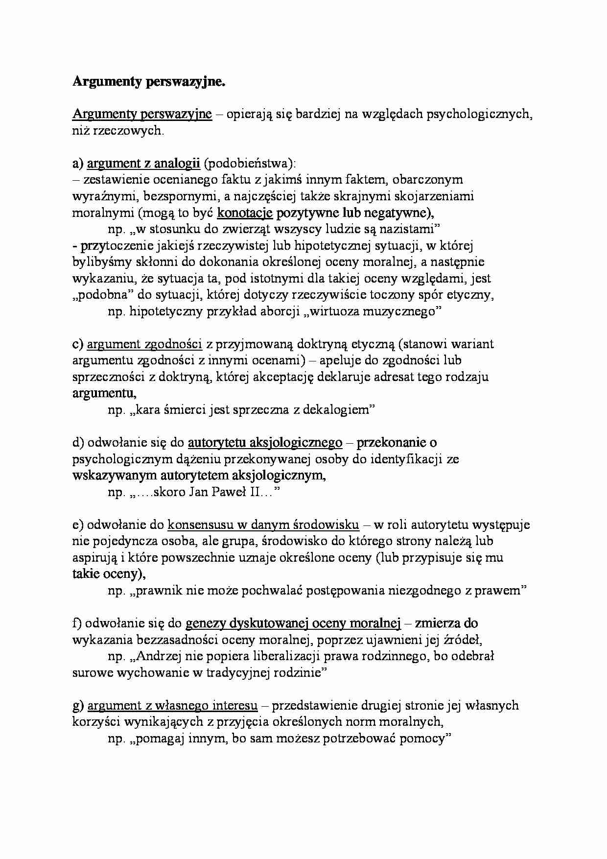 Argumenty perswazyjne-opracowanie - strona 1