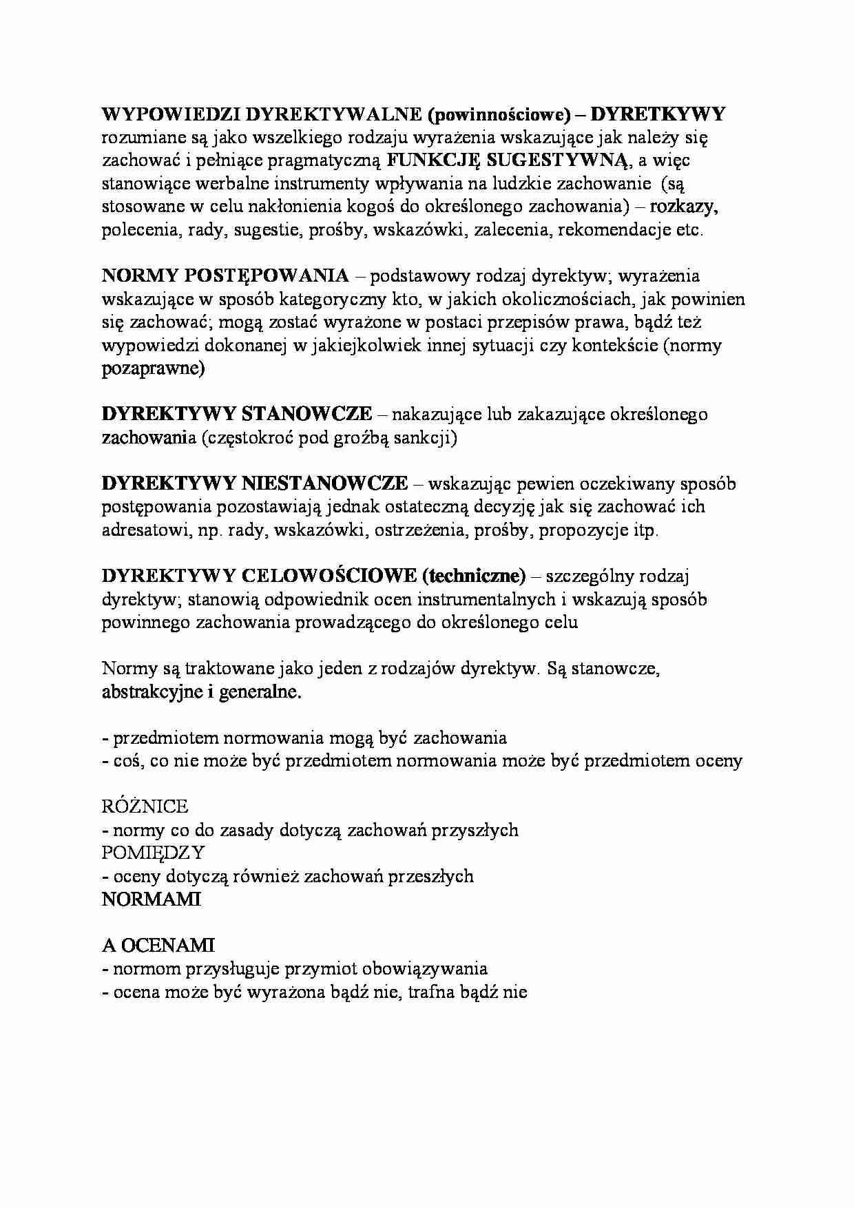 Wypowiedzi dyrektywalne-opracowanie  - strona 1