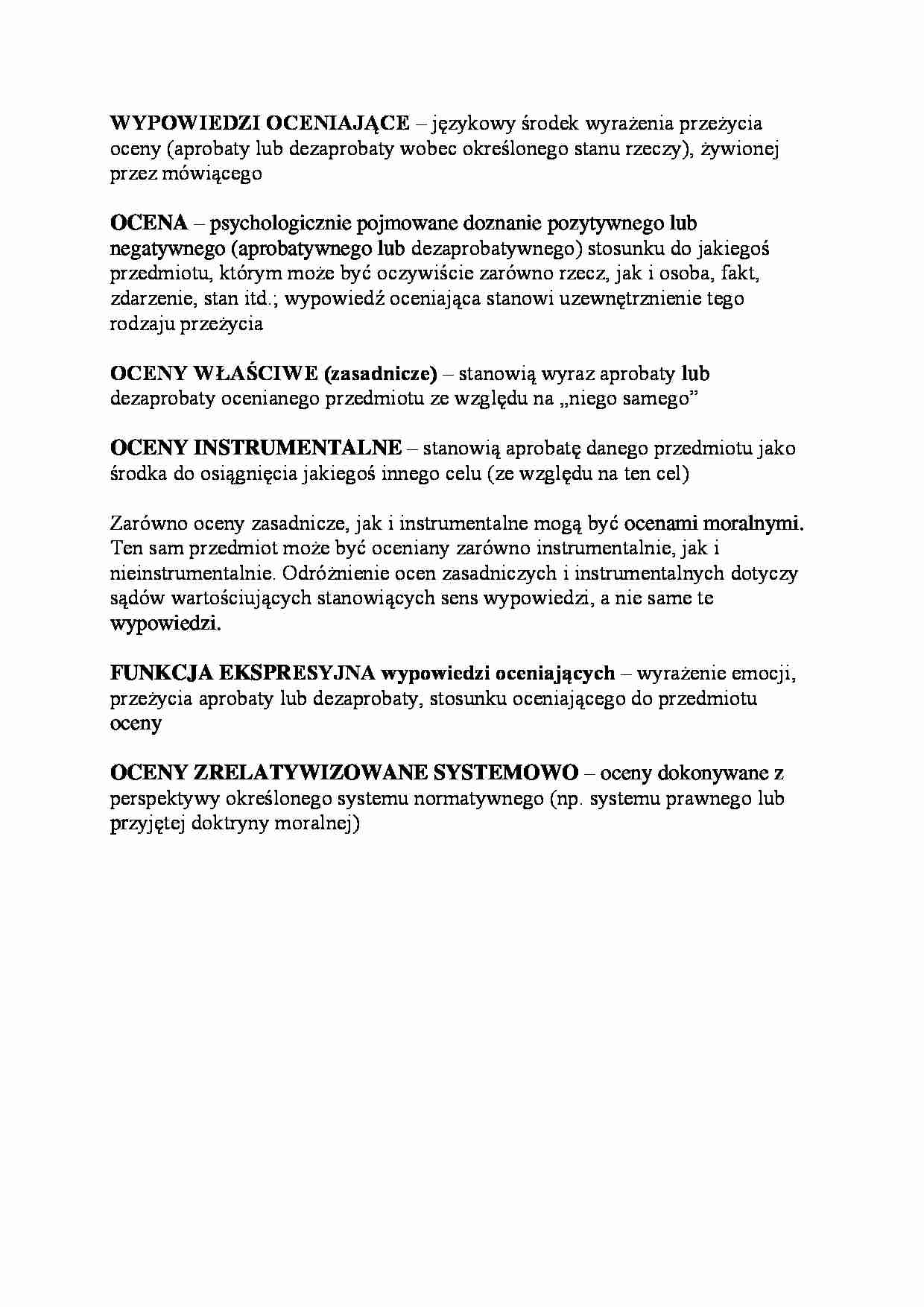 Wypowiedzi oceniające-opracowanie  - strona 1