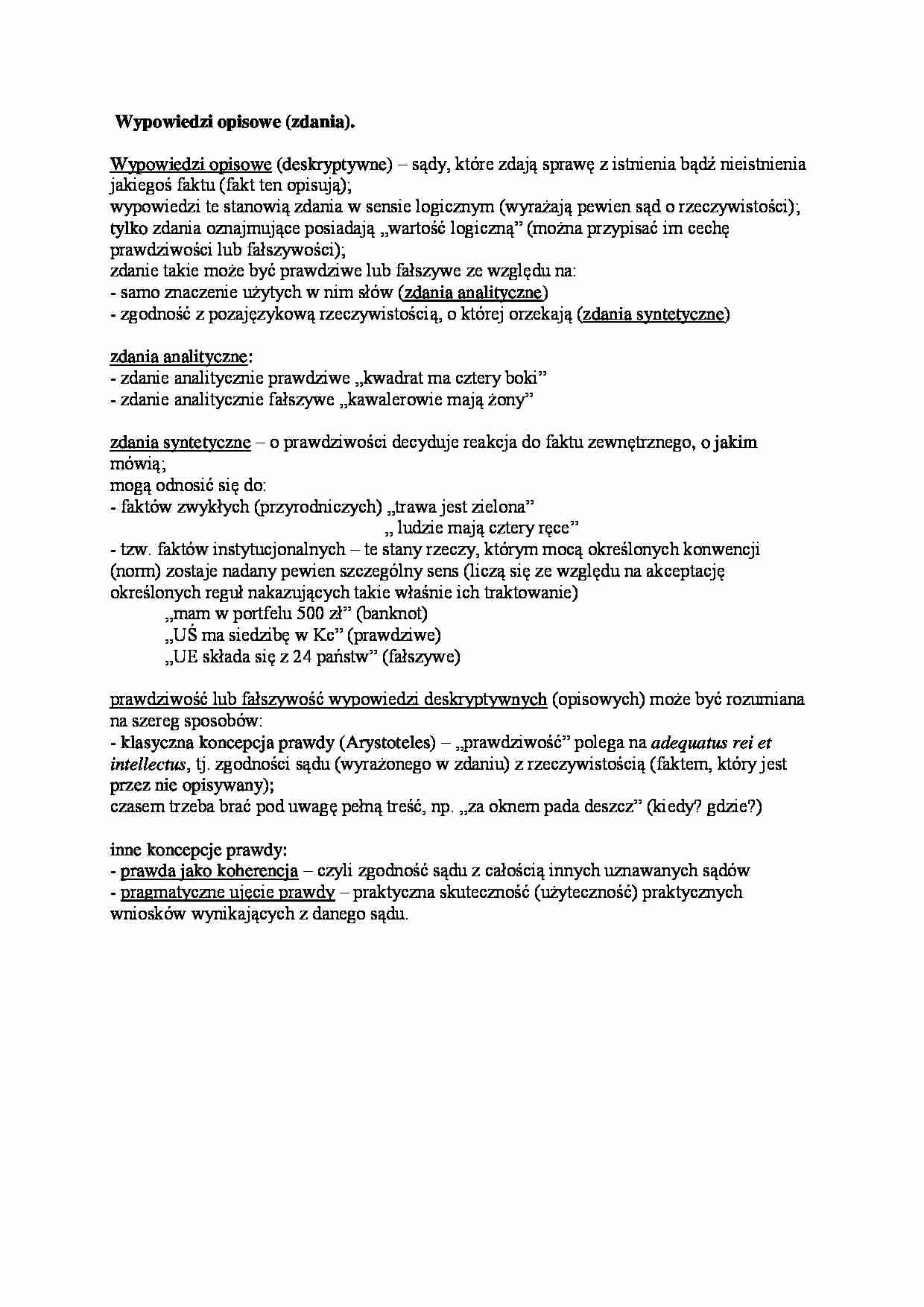 Wypowiedzi opisowe-opracowanie - strona 1