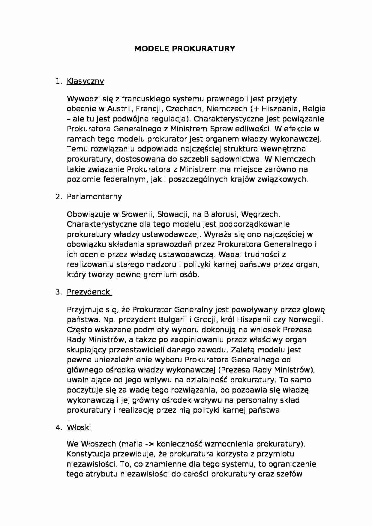 Modele prokuratury-opracowanie  - strona 1