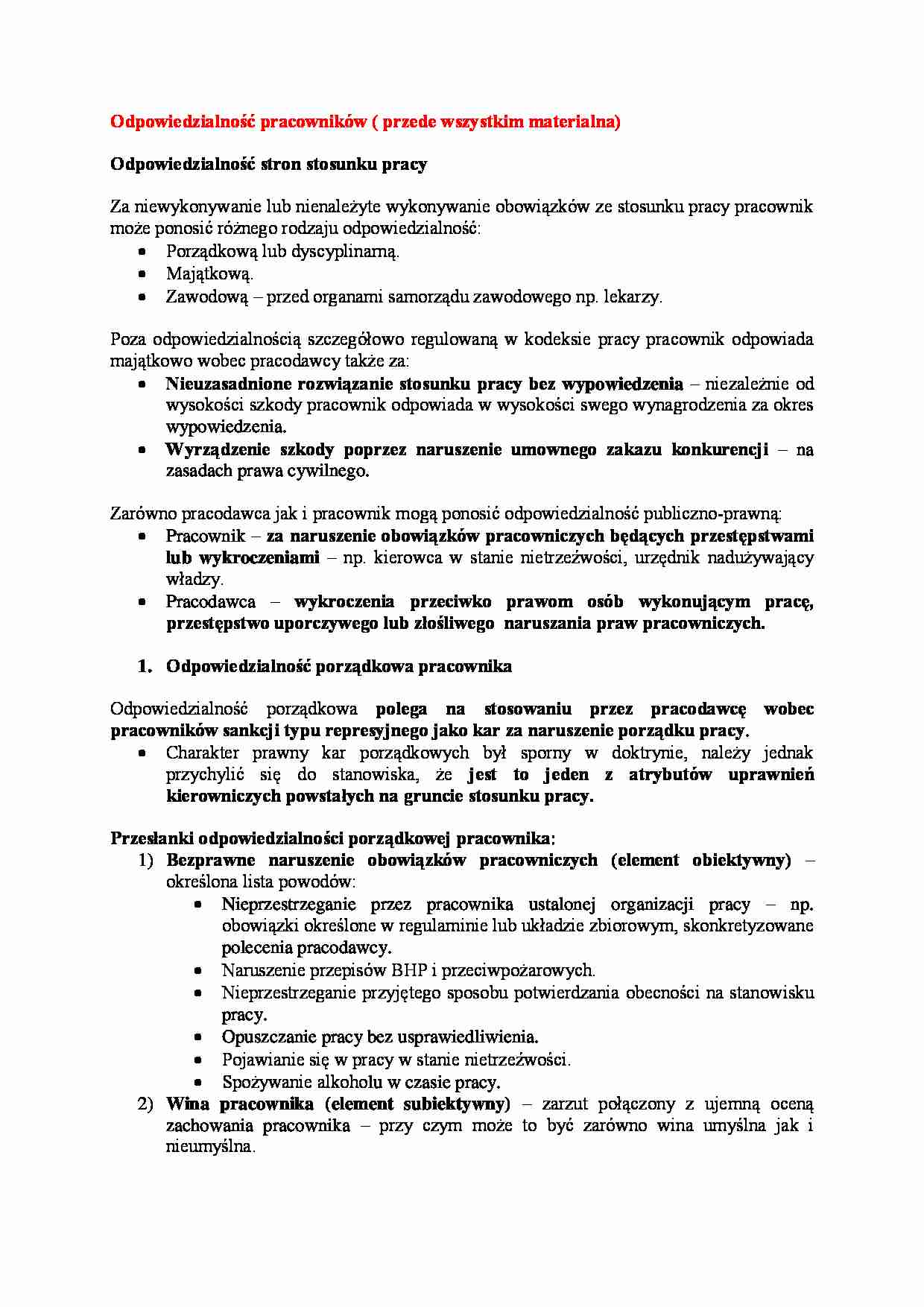 Odpowiedzialność pracowników-opracowanie - strona 1
