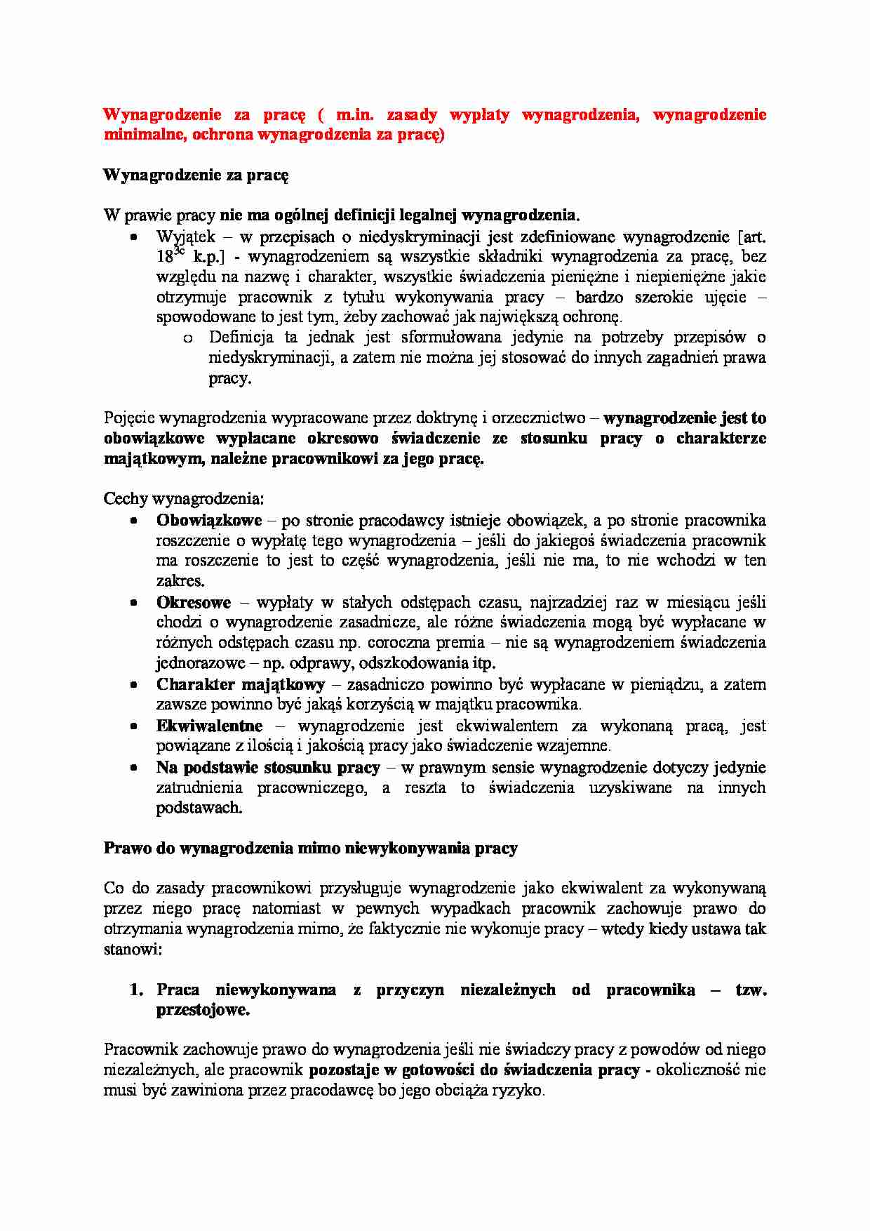 Wynagrodzenie za pracę-opracowanie - strona 1
