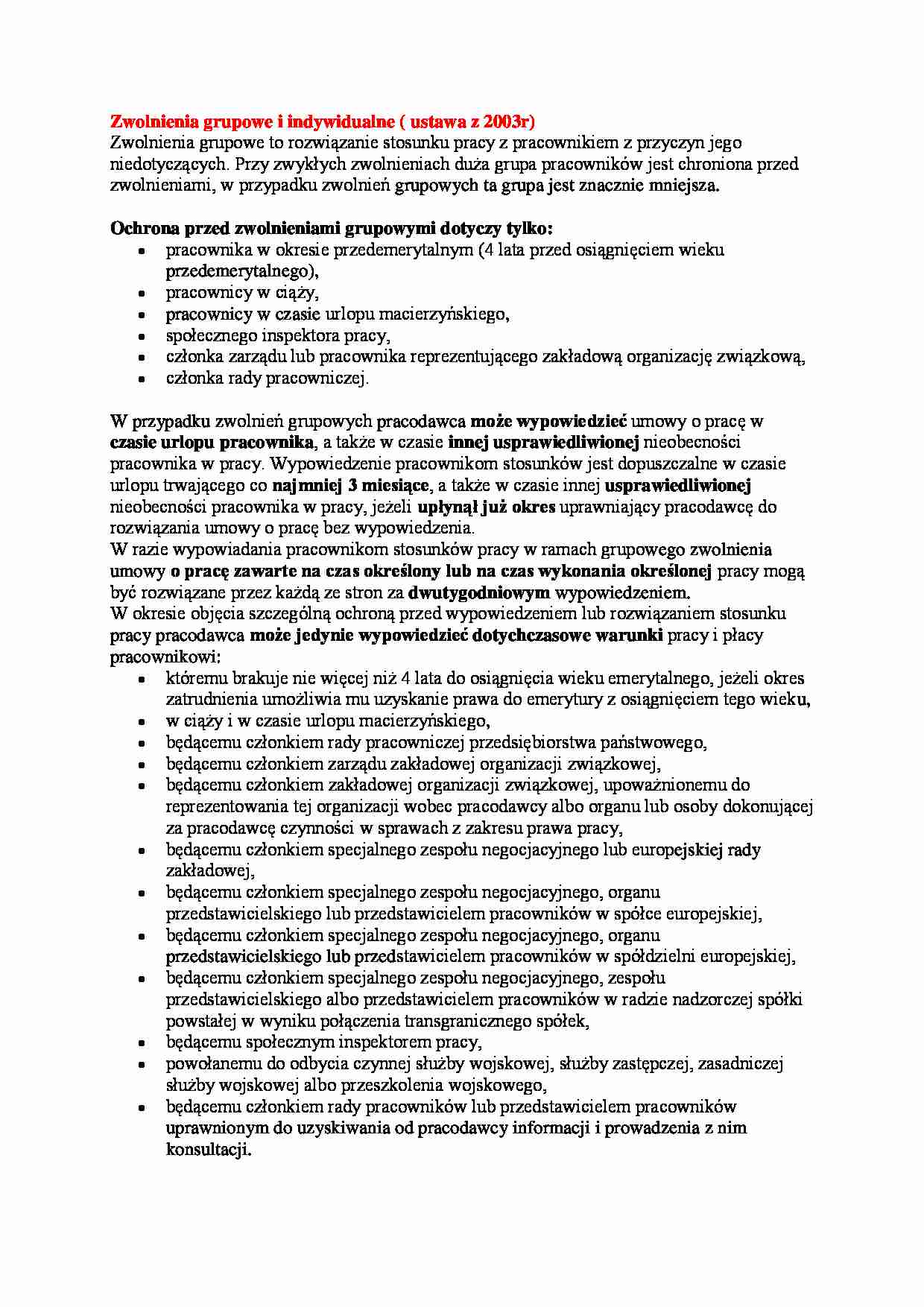 Zwolnienia grupowe i indywidualne-opracowanie - strona 1