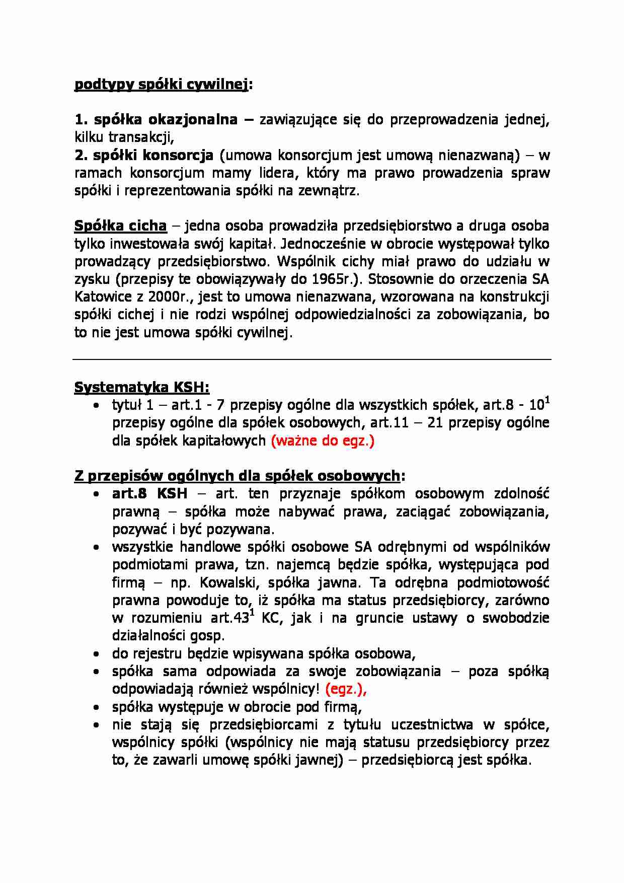 Podtypy spółki cywilnej-opracowanie - strona 1