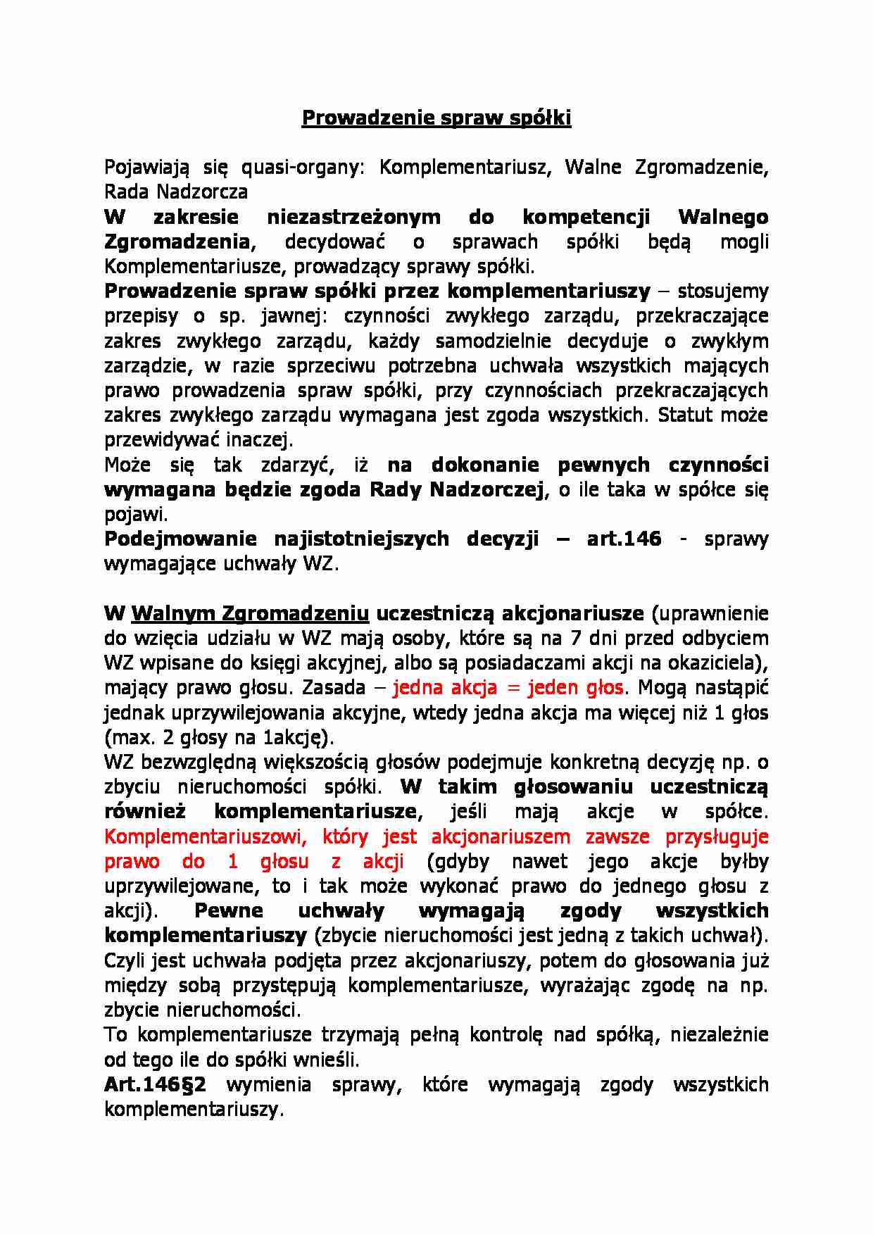 Prowadzenie spraw spółki-opracowanie - strona 1