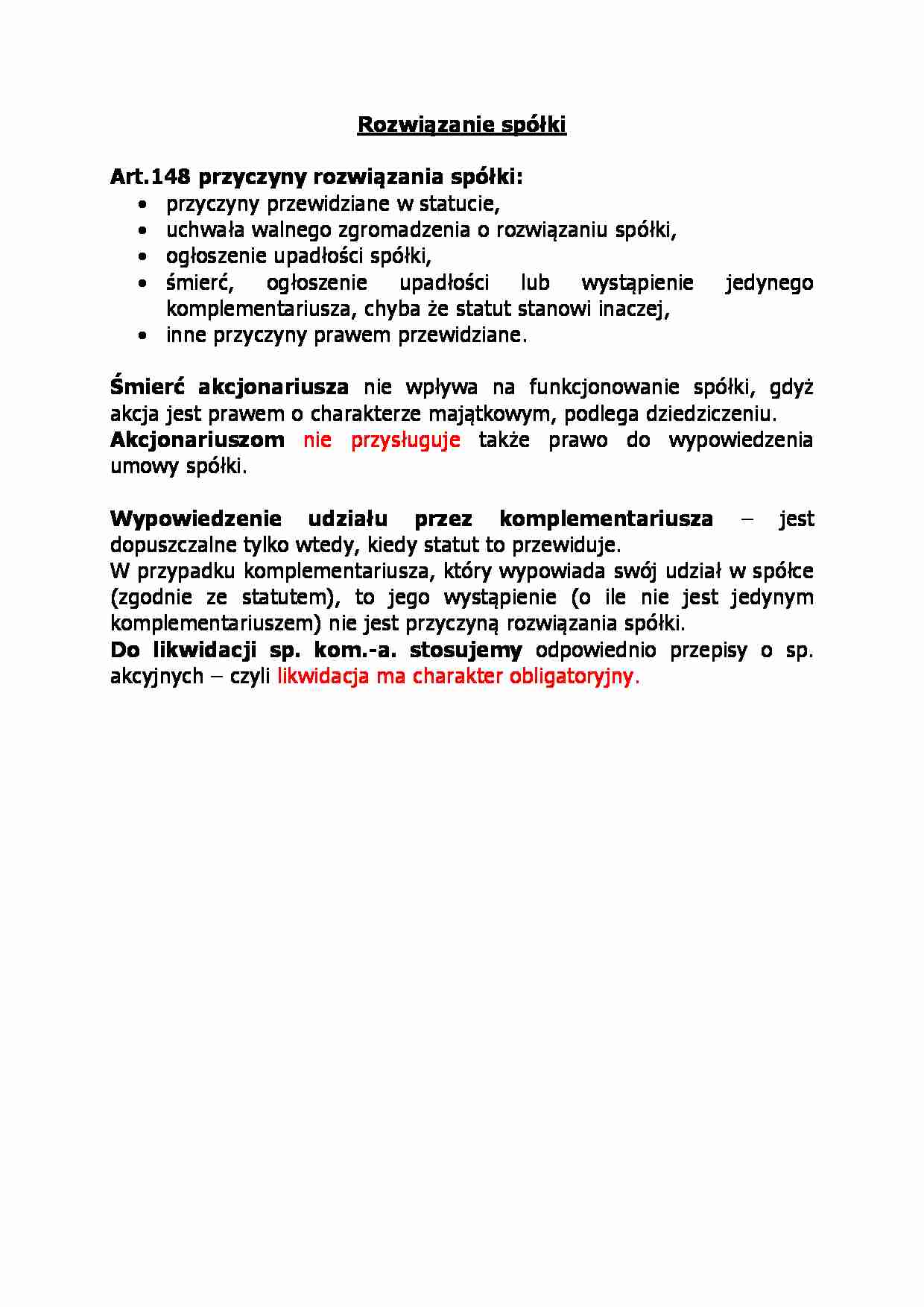 Rozwiązanie spółki-opracowanie - strona 1