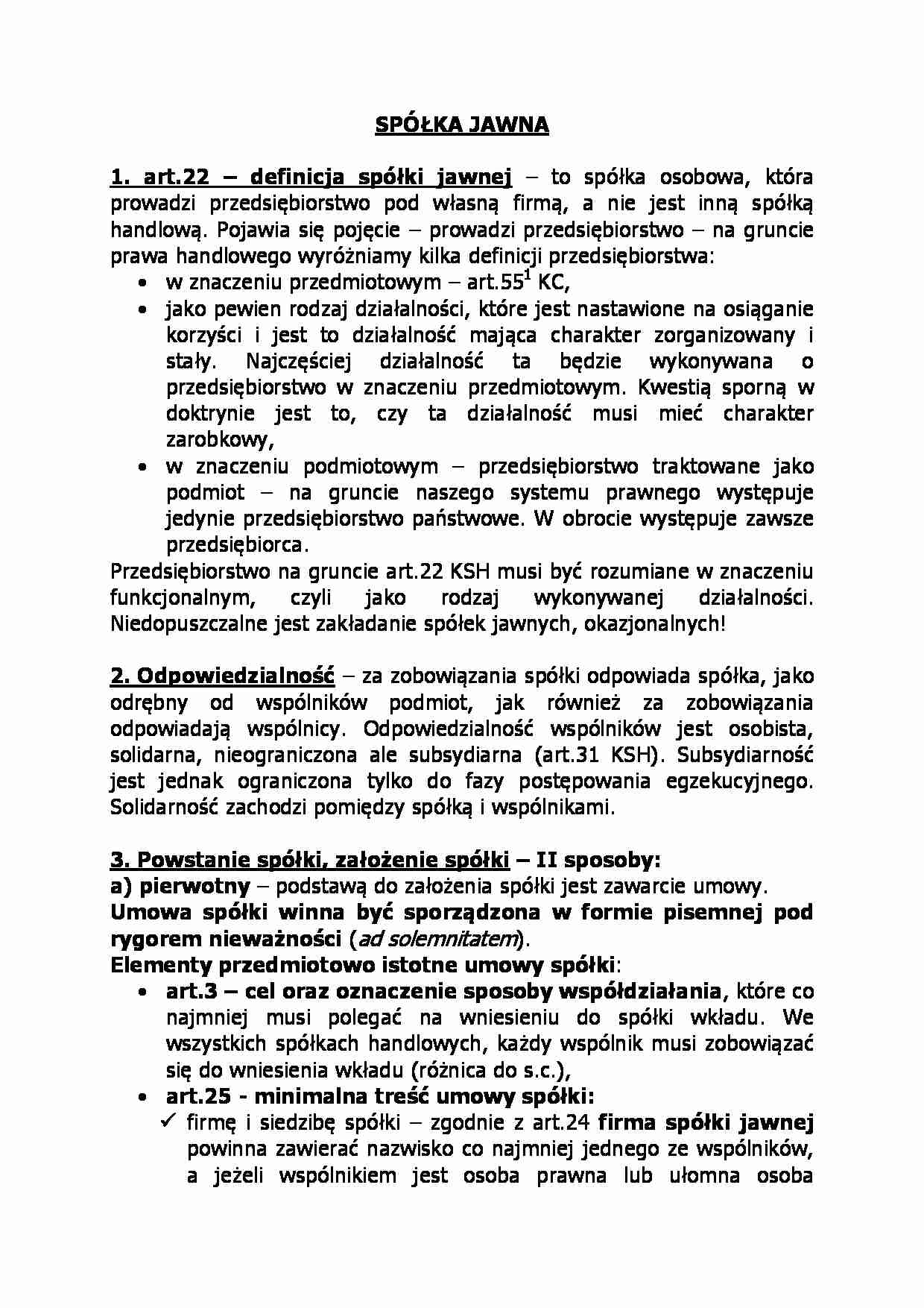 Spółka jawna-opracowanie - strona 1