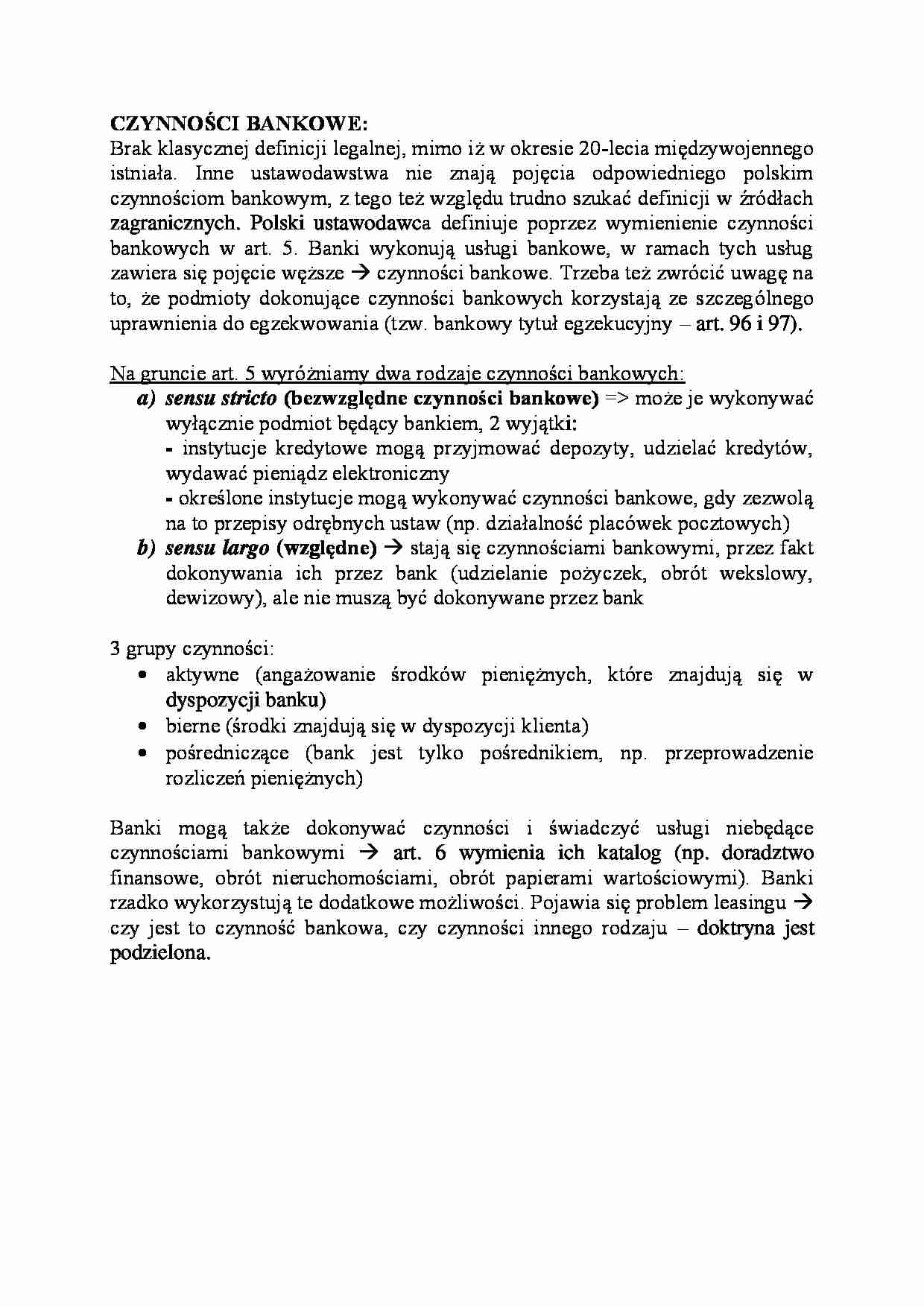Czynności bankowe - względne i bezwzgledne - opracowanie - strona 1