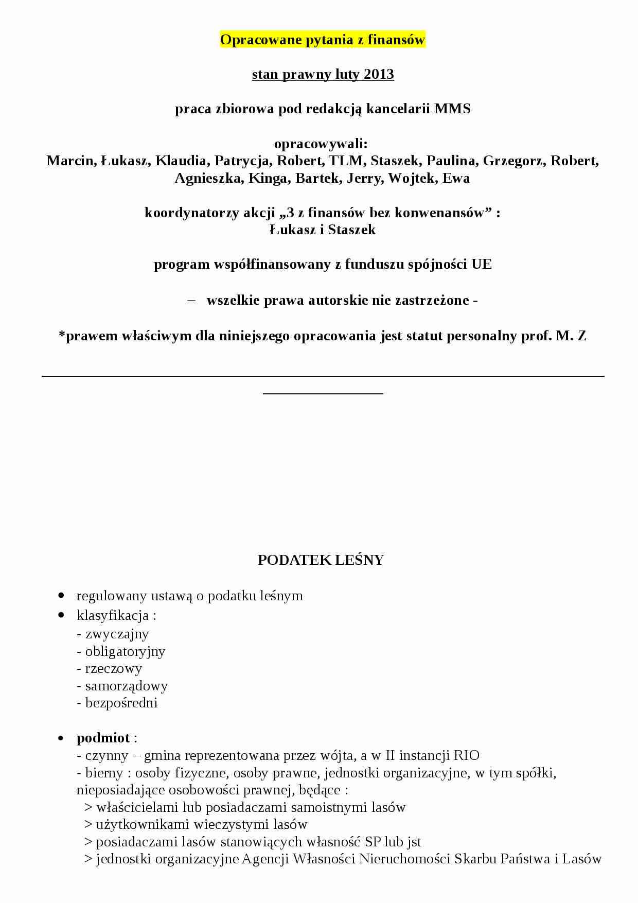 Finanse pytania gotowe-opracowanie - strona 1