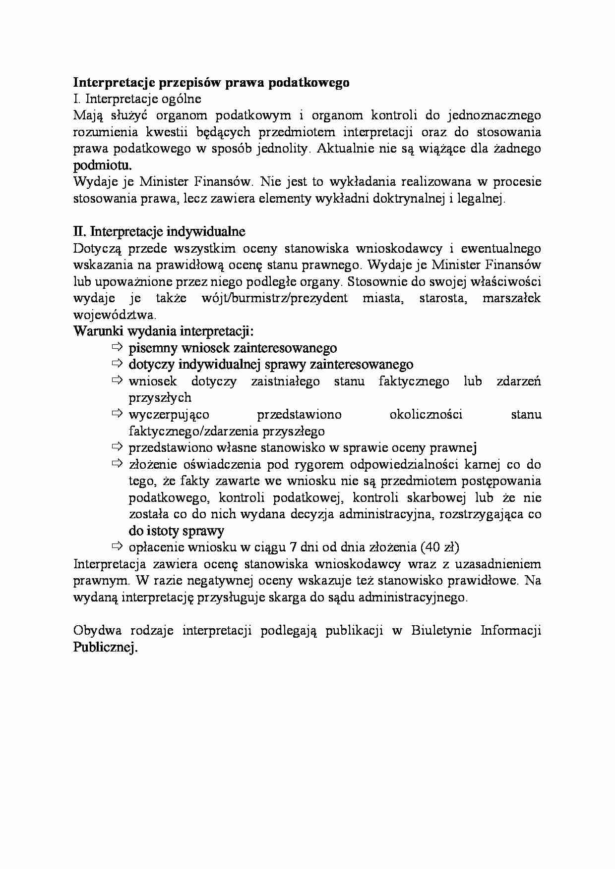 Interpretacje przepisów prawa podatkowego-opracowanie - strona 1
