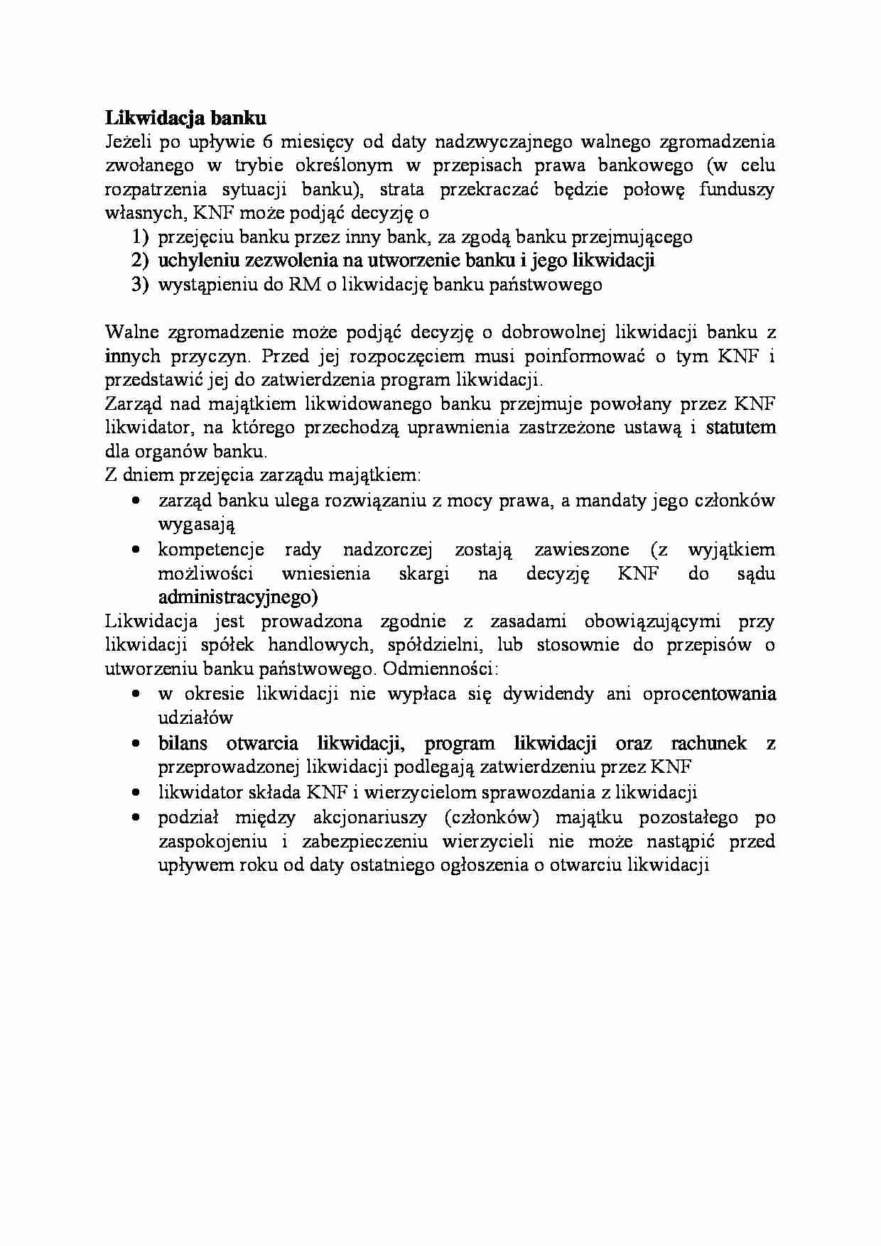 Likwidacja banku-opracowanie - strona 1