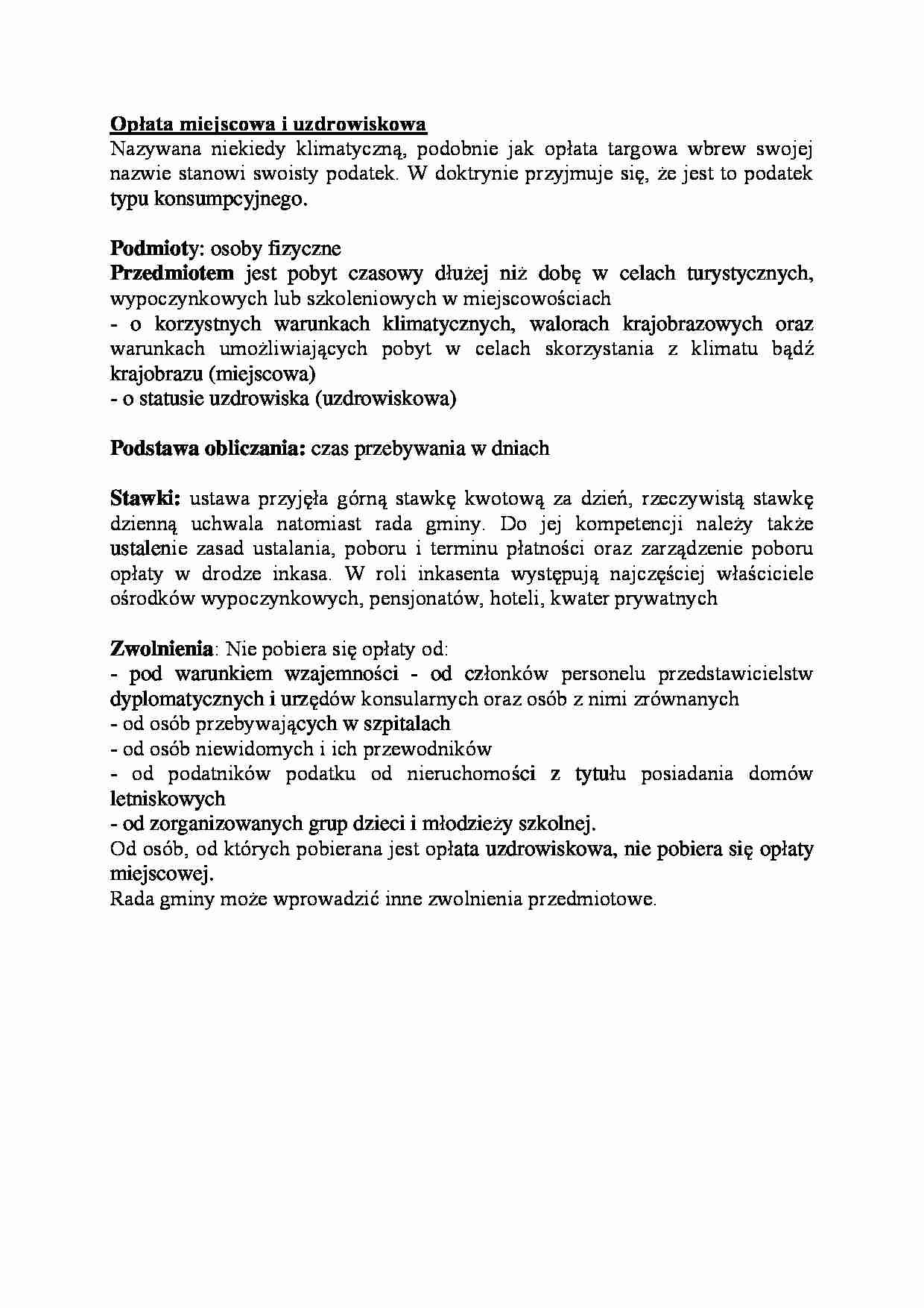 Opłata miejscowa i uzdrowiskowa-opracowanie - strona 1