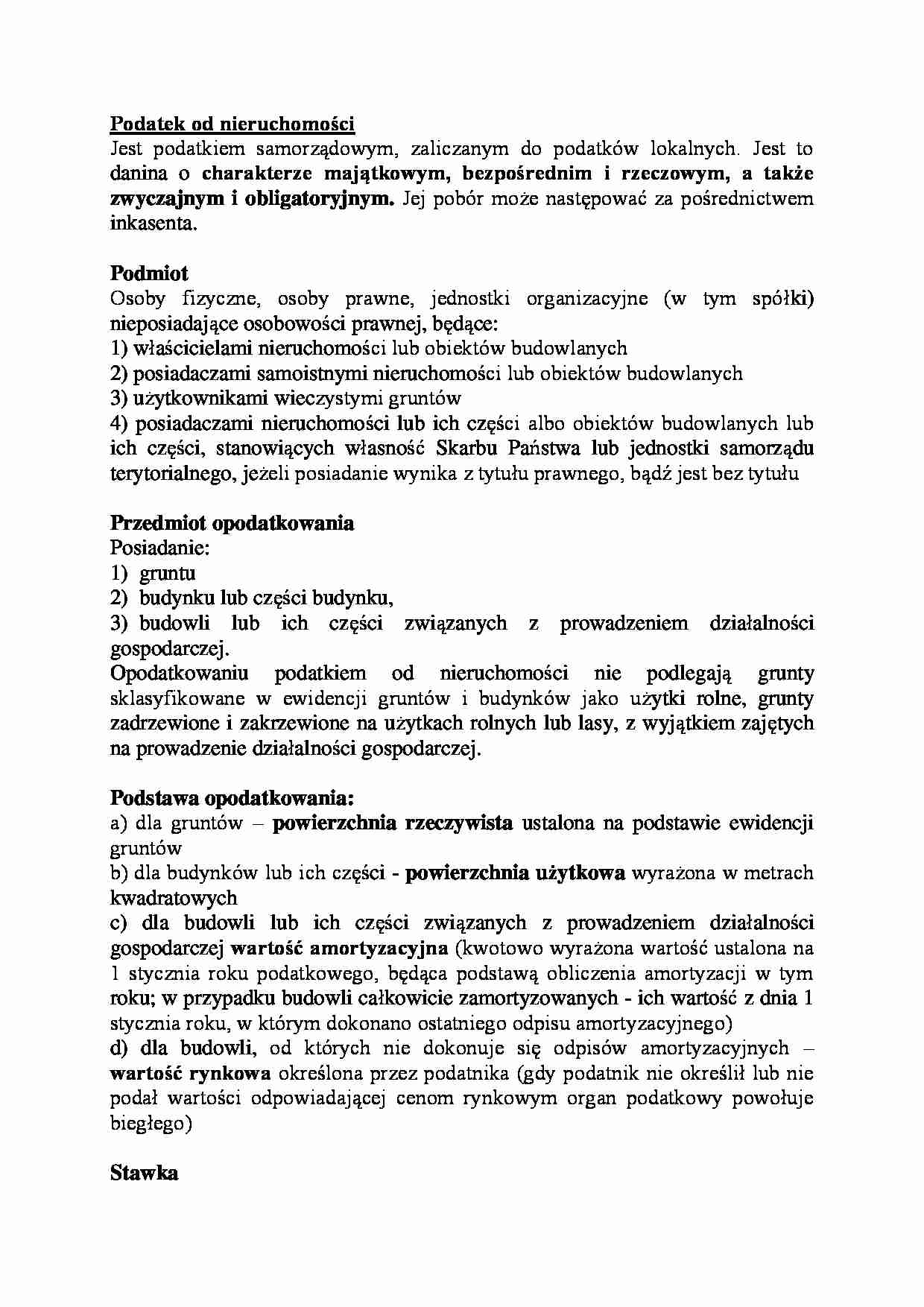 Podatek od nieruchomości-opracowanie - strona 1