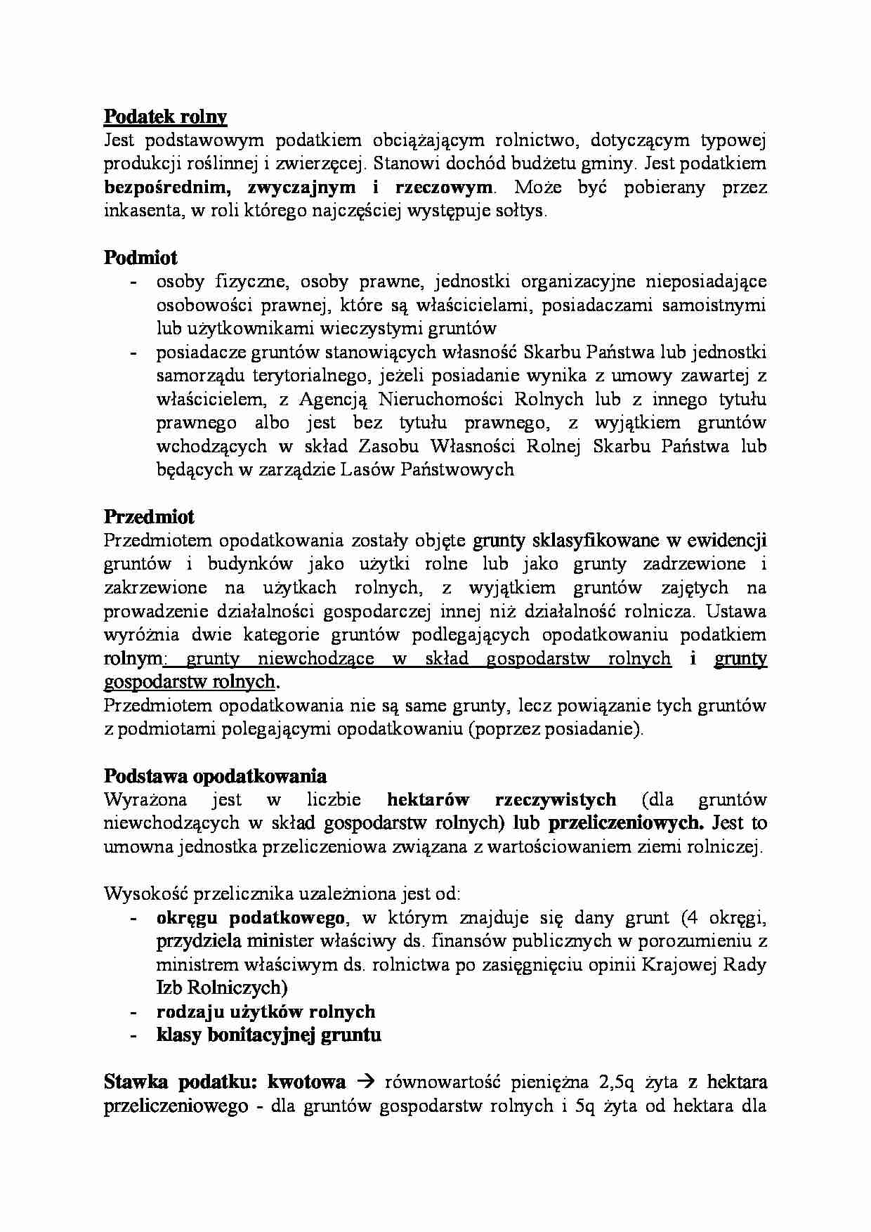 Podatek rolny-opracowanie - strona 1