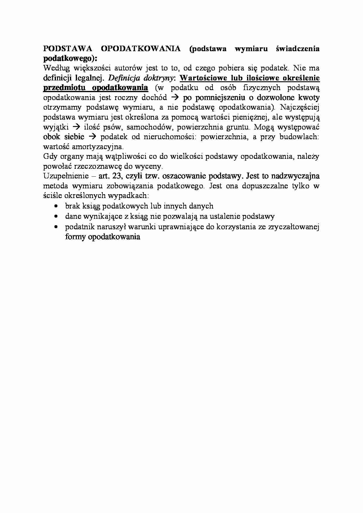 Podstawa opodatkowania-opracowanie - strona 1