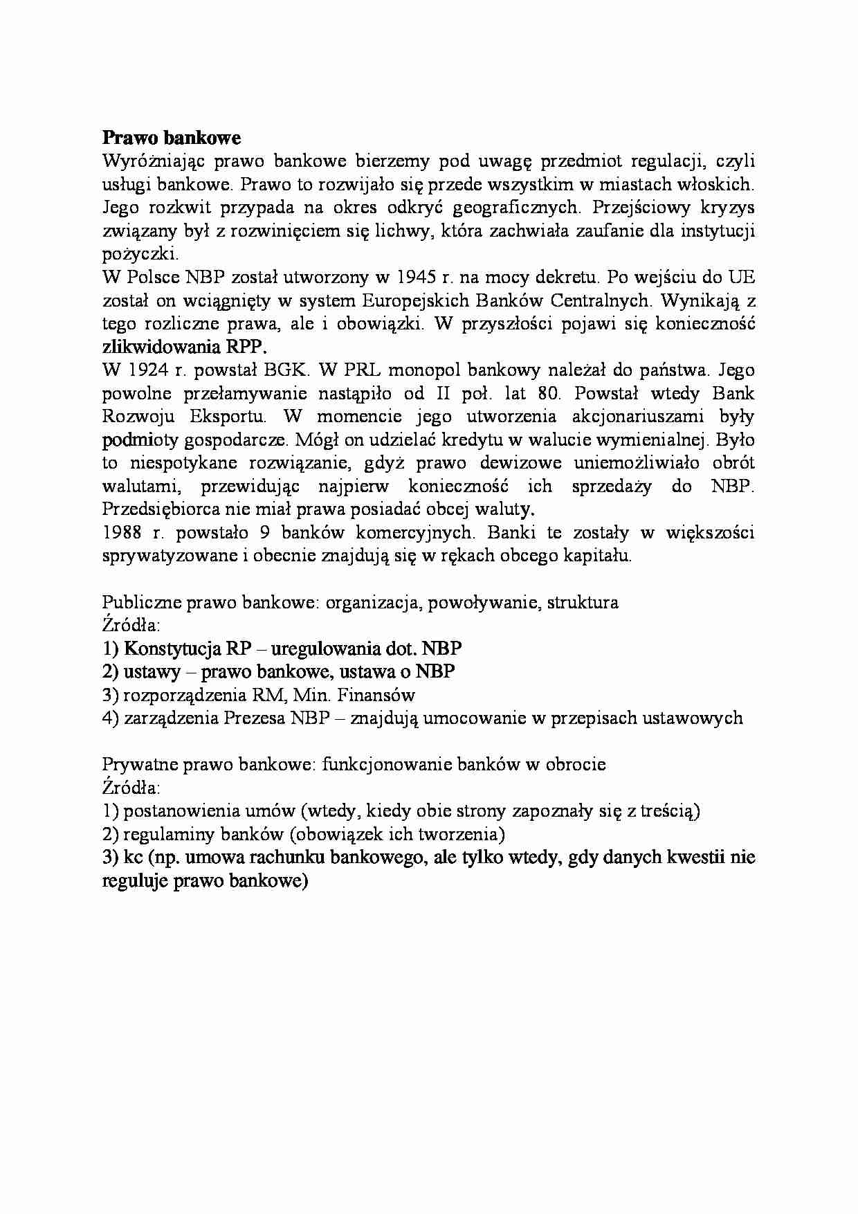Prawo bankowe-opracowanie - strona 1