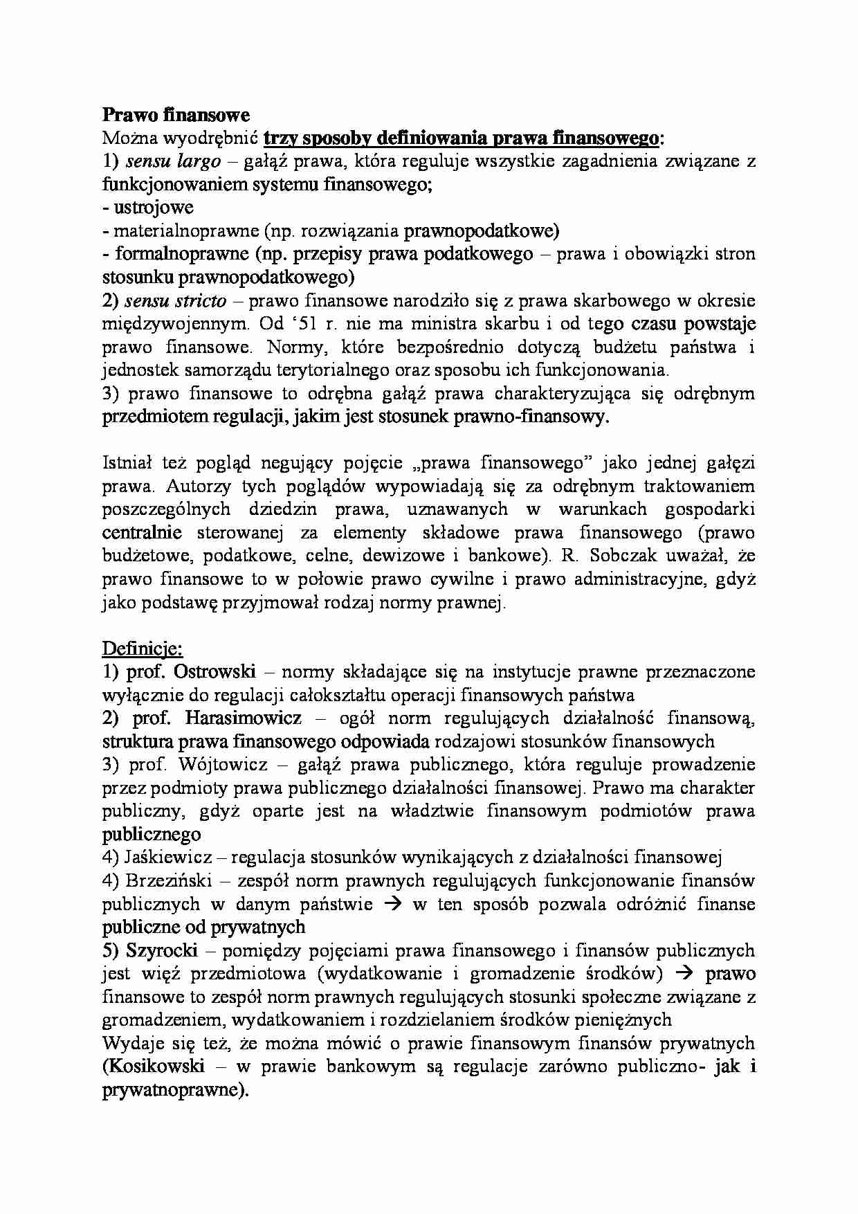 Prawo finansowe-opracowanie - strona 1