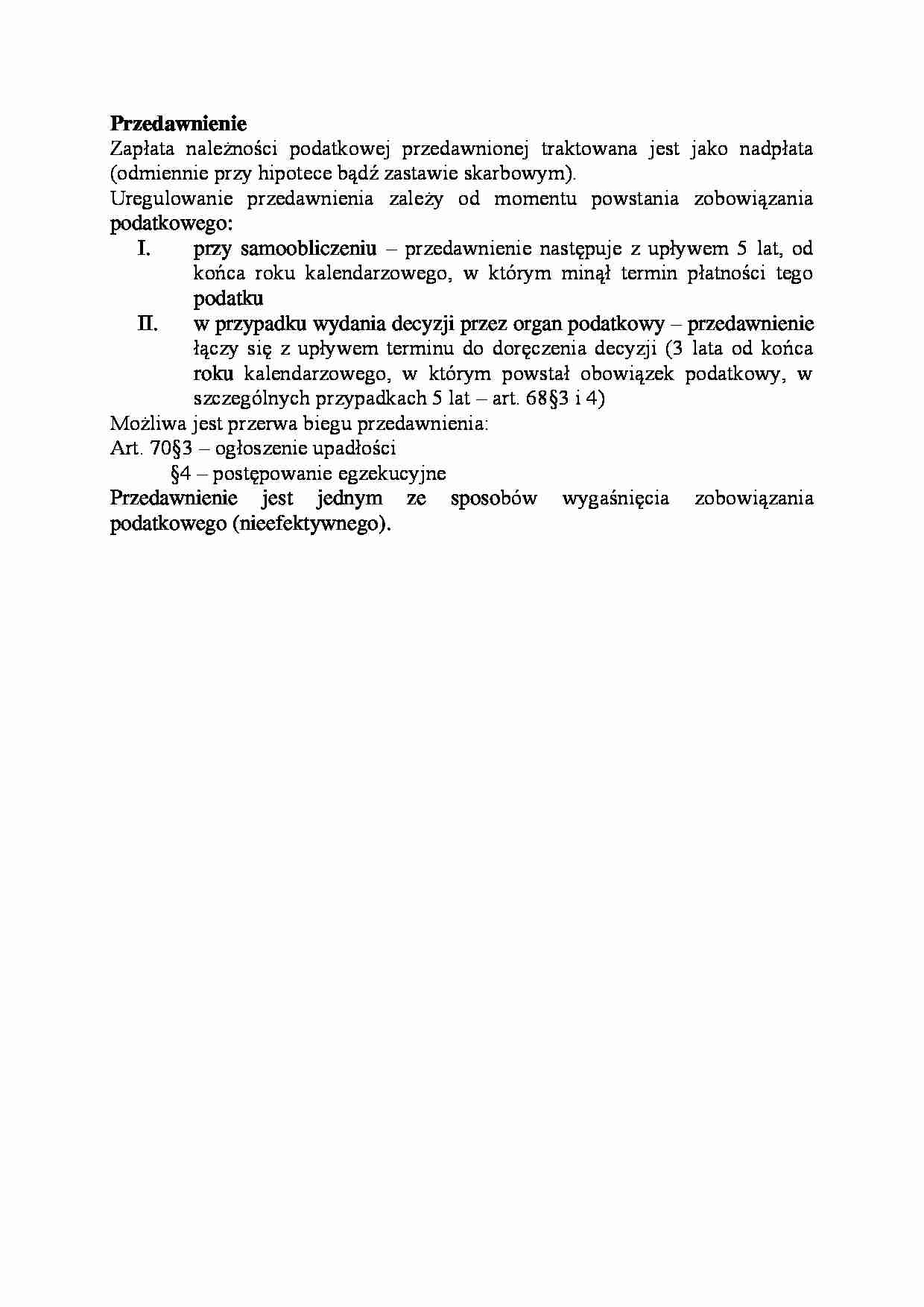 Przedawnienie-opracowanie - Obowiązek podatkowy - strona 1