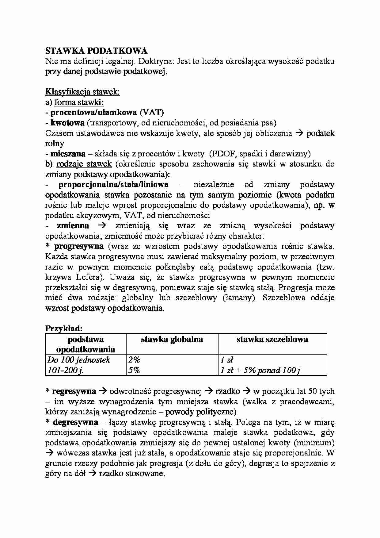 Stawka podatkowa-opracowanie - strona 1