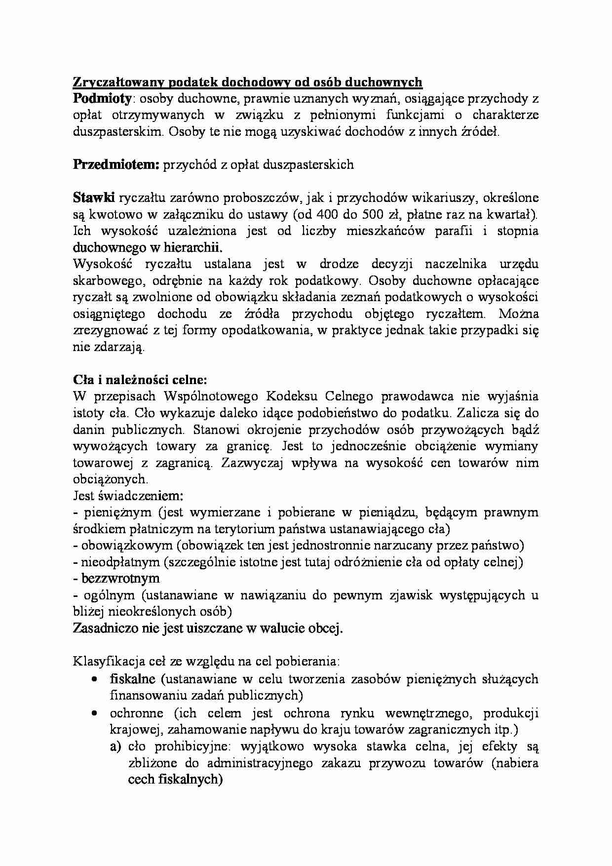 Zryczałtowany podatek dochodowy od osób duchownych-opracowanie - strona 1