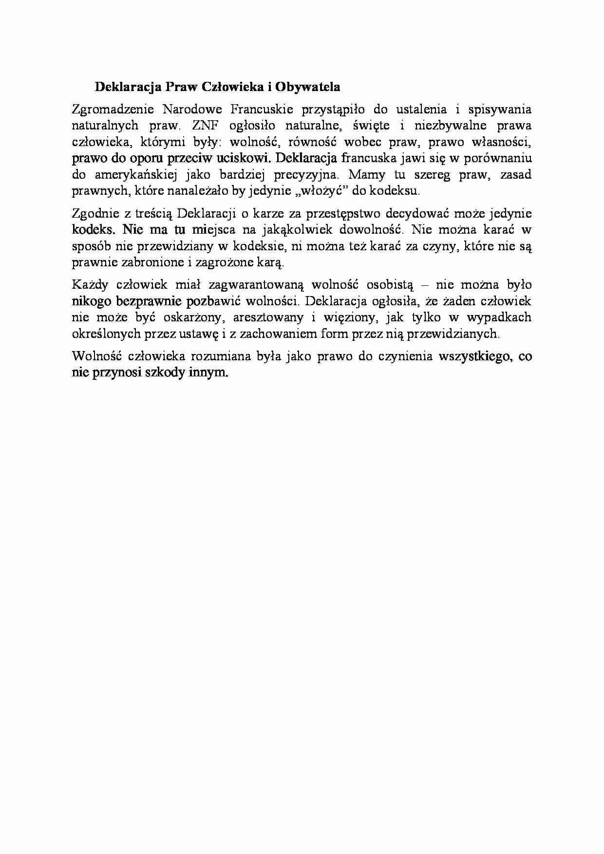 Deklaracja Praw Człowieka i Obywatela-opracowanie - strona 1