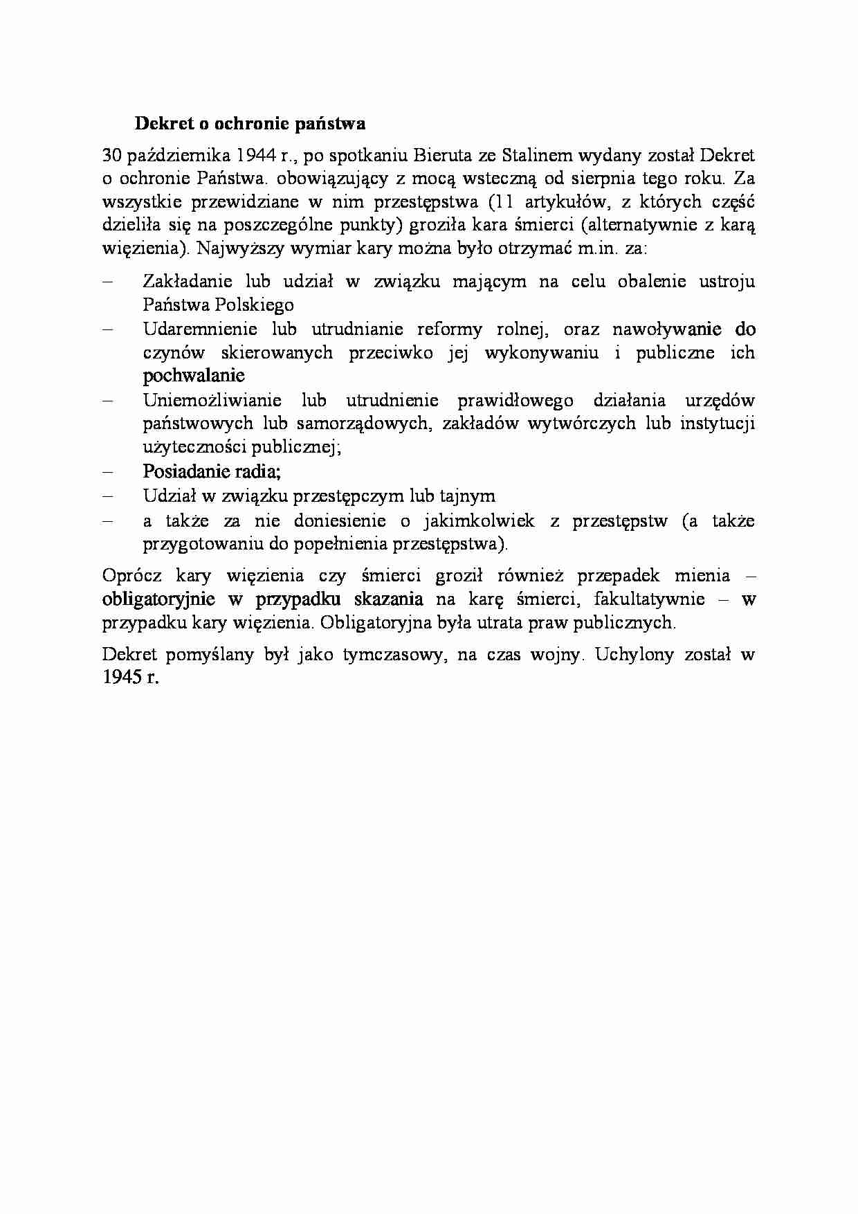 Dekret o ochronie państwa-opracowanie - strona 1