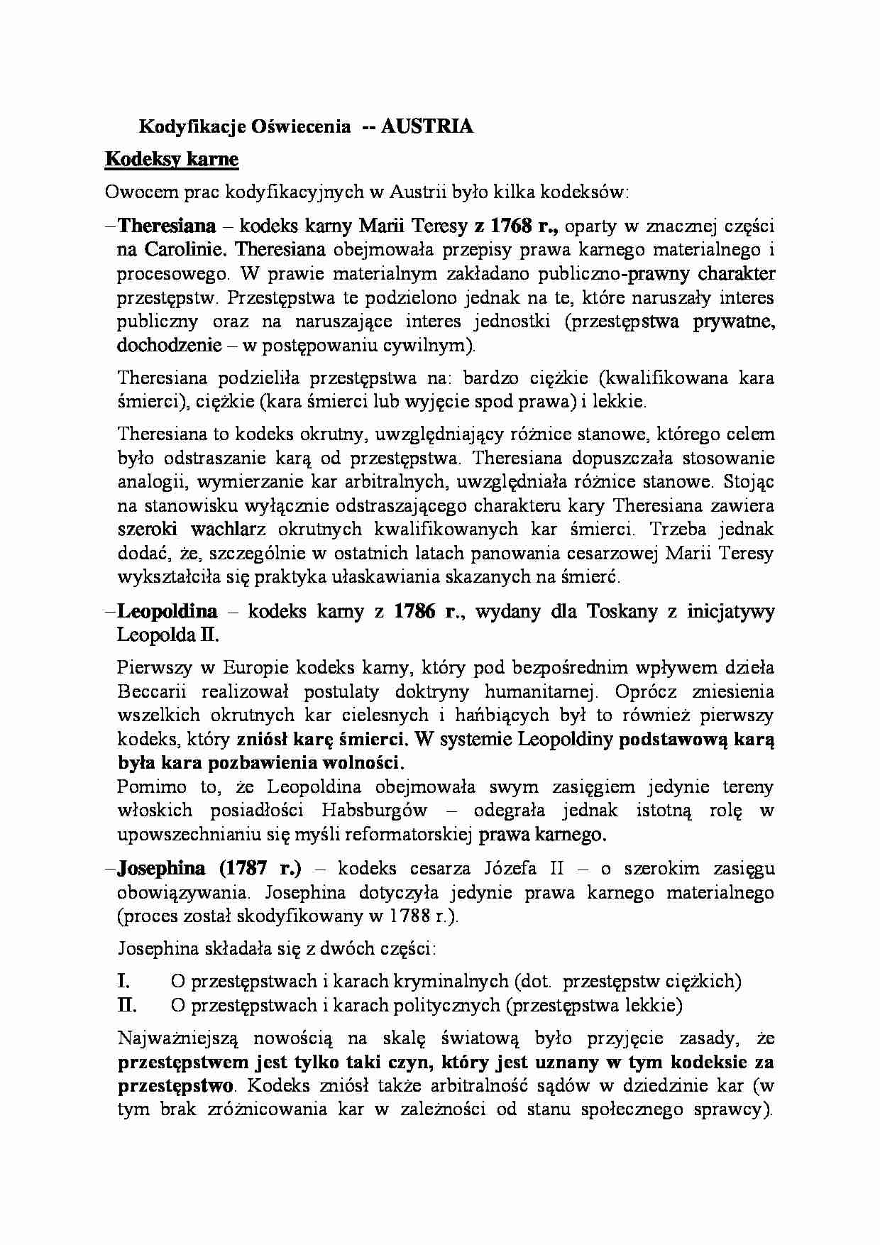 Kodyfikacje Oświecenia-Austria-opracowanie - strona 1