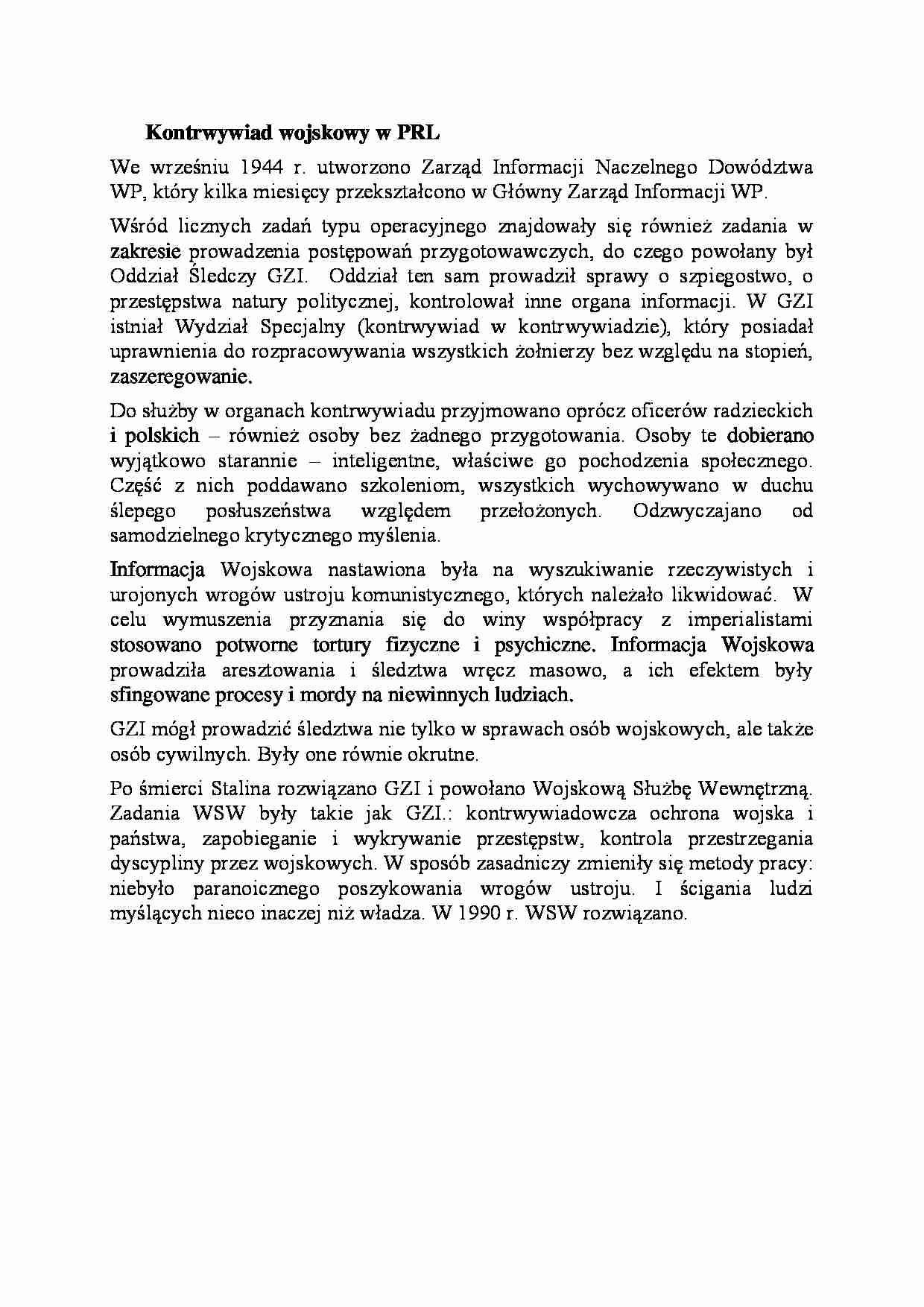 Kontrwywiad wojskowy w PRL-opracowanie - strona 1