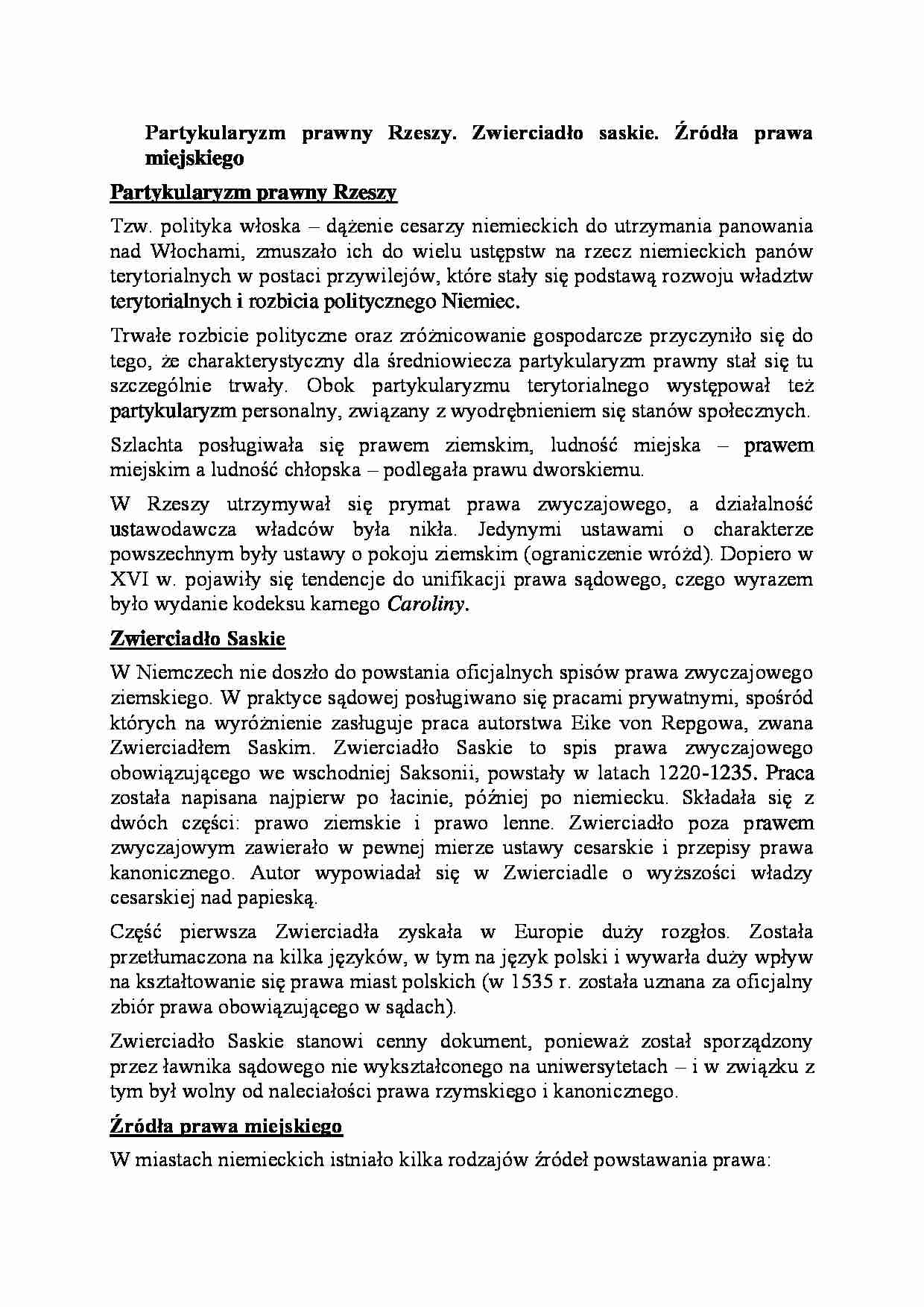 Partykularyzm prawny Rzeszy-opracowanie - strona 1