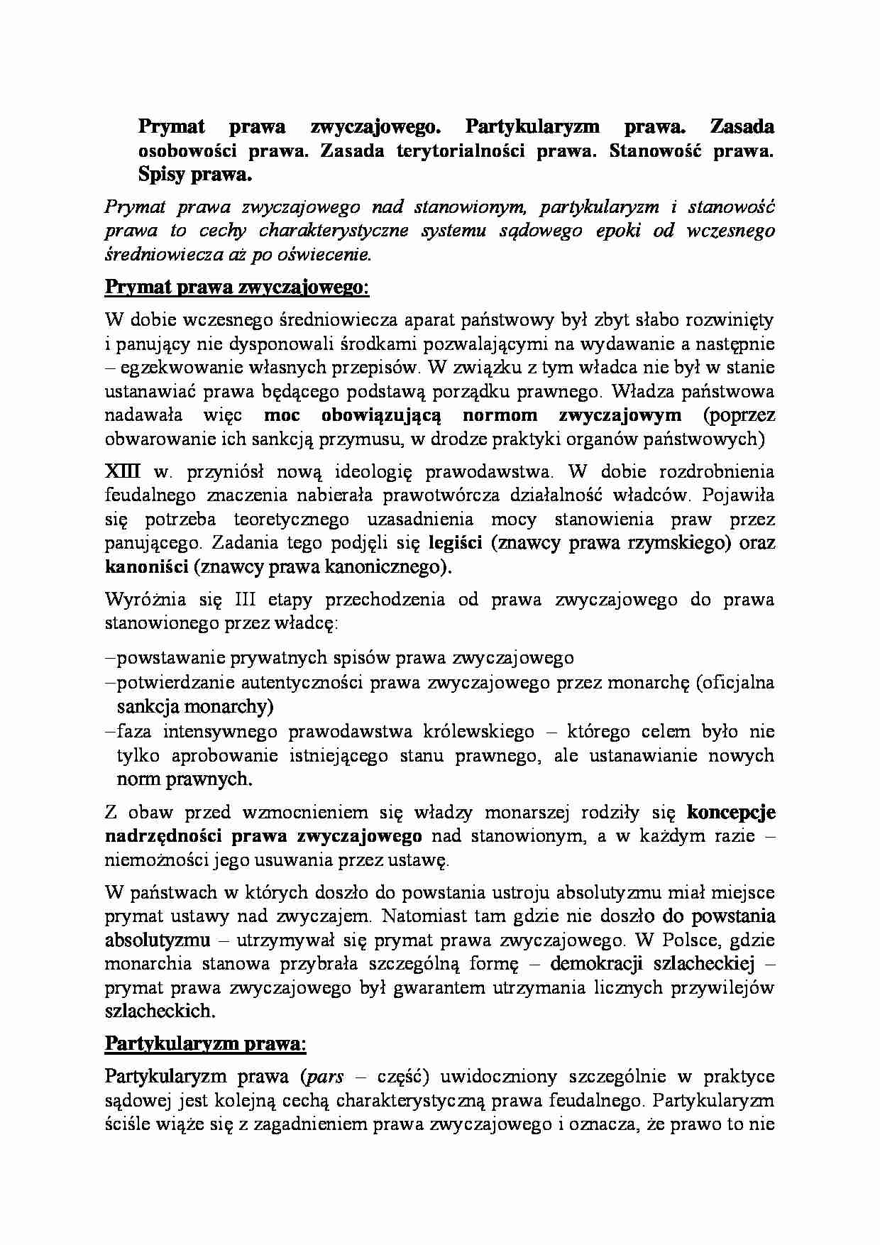 Prymat prawa zwyczajowego-opracowanie - strona 1