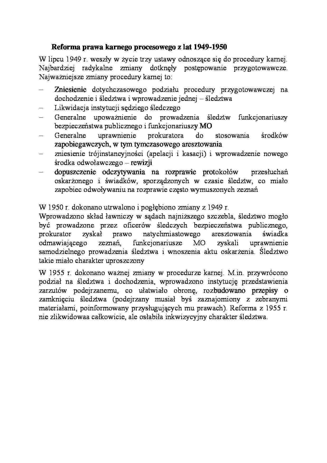 Reforma prawa karnego procesowego z lat 1949-1950-opracowanie - strona 1
