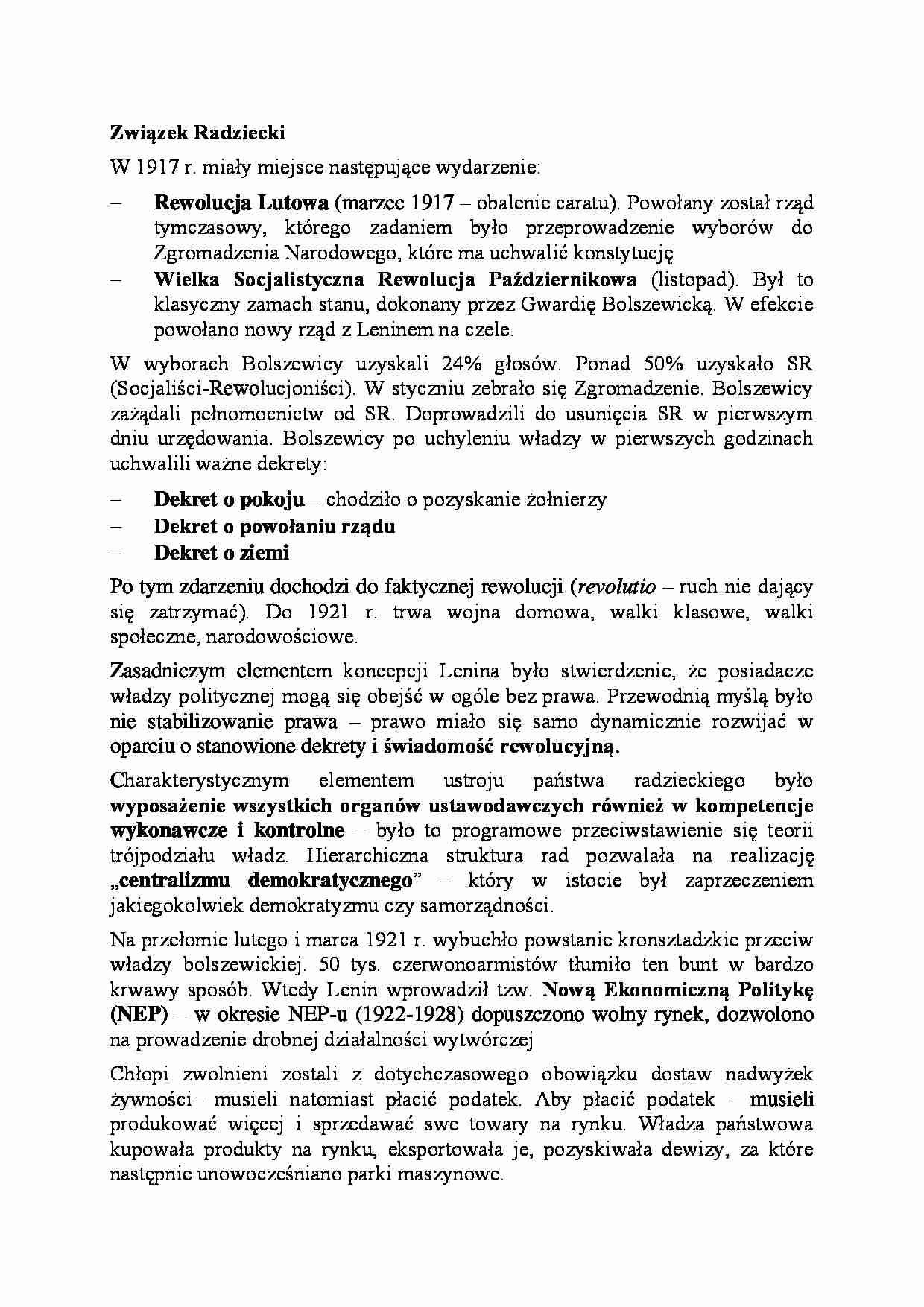 Związek Radziecki-opracowanie - strona 1