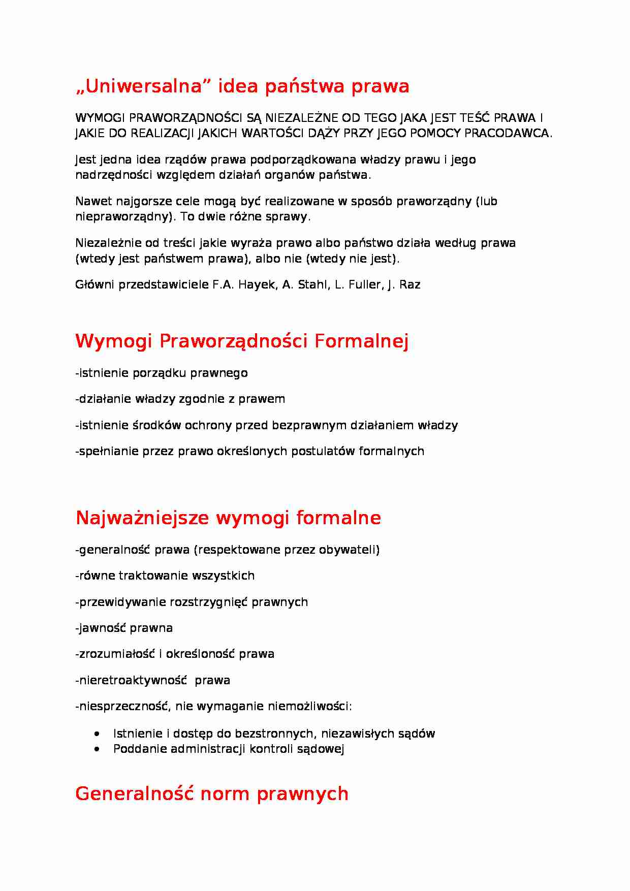 „Uniwersalna” idea państwa prawa-opracowanie - strona 1