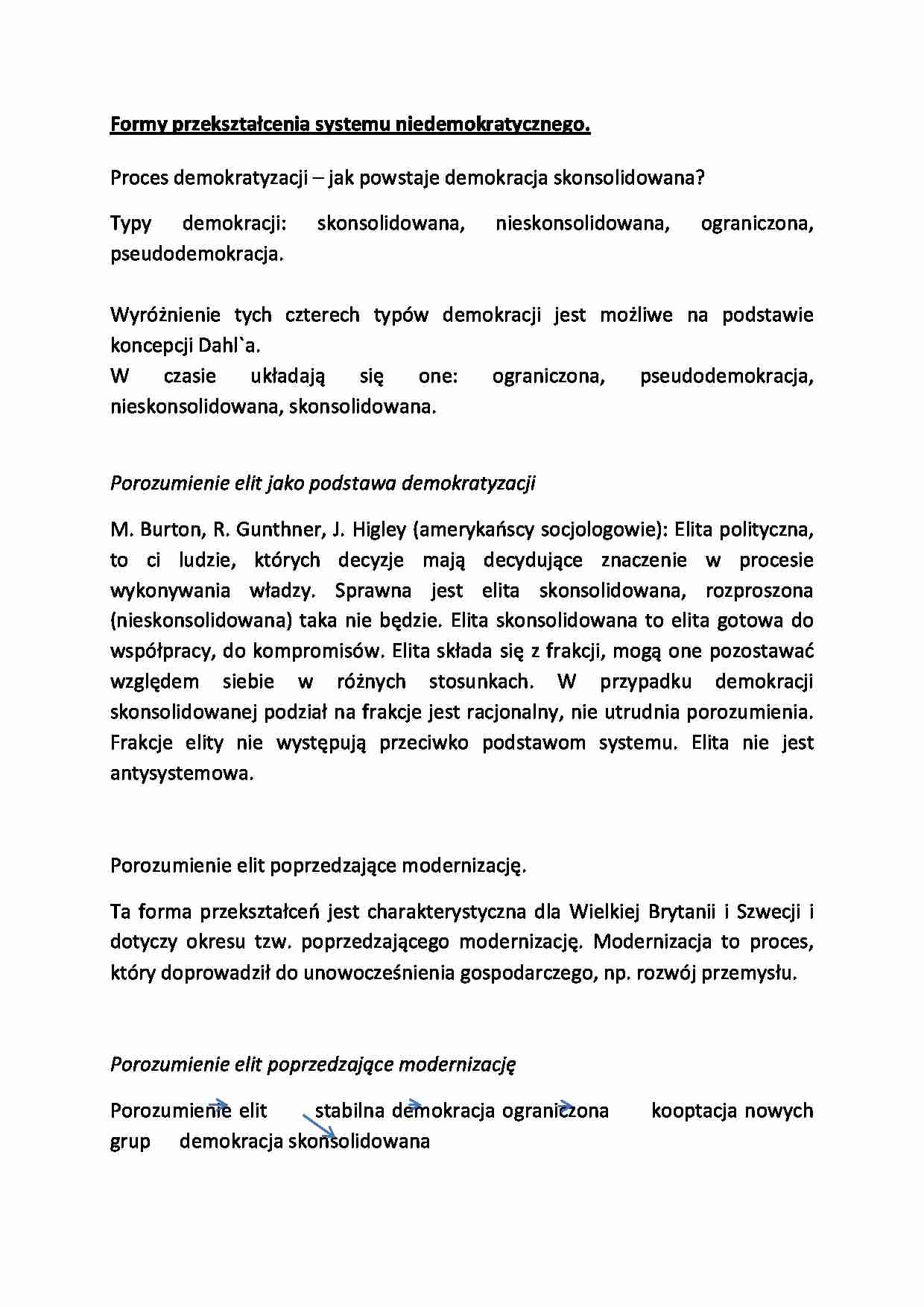 Formy przekształcenia systemu niedemokratycznego-opracowanie - strona 1