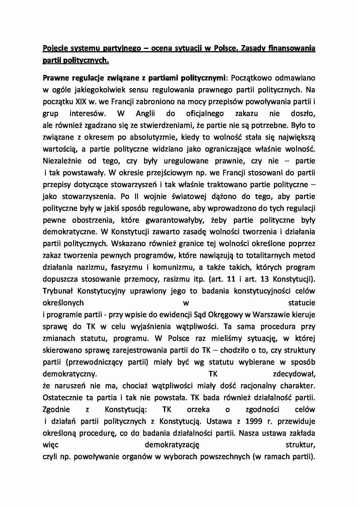 Pojęcie systemu partyjnego-opracowanie - strona 1