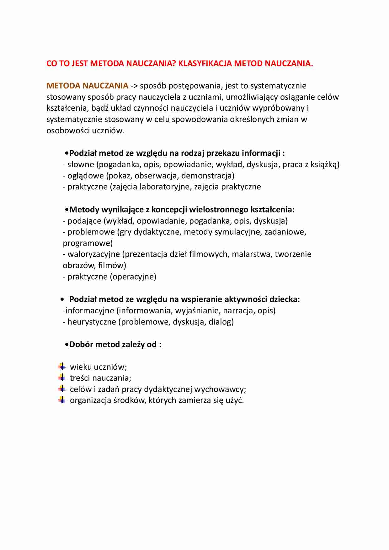 Metoda nauczania-opracowanie - strona 1
