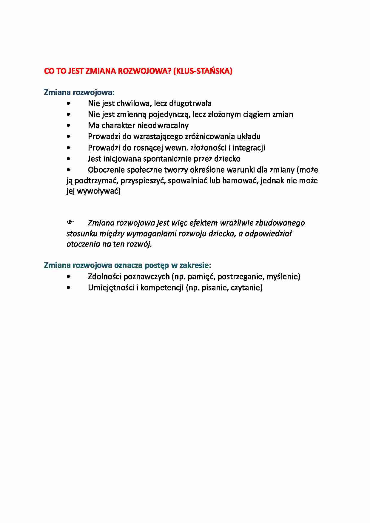 Zmiana rozwojowa-opracowanie - strona 1