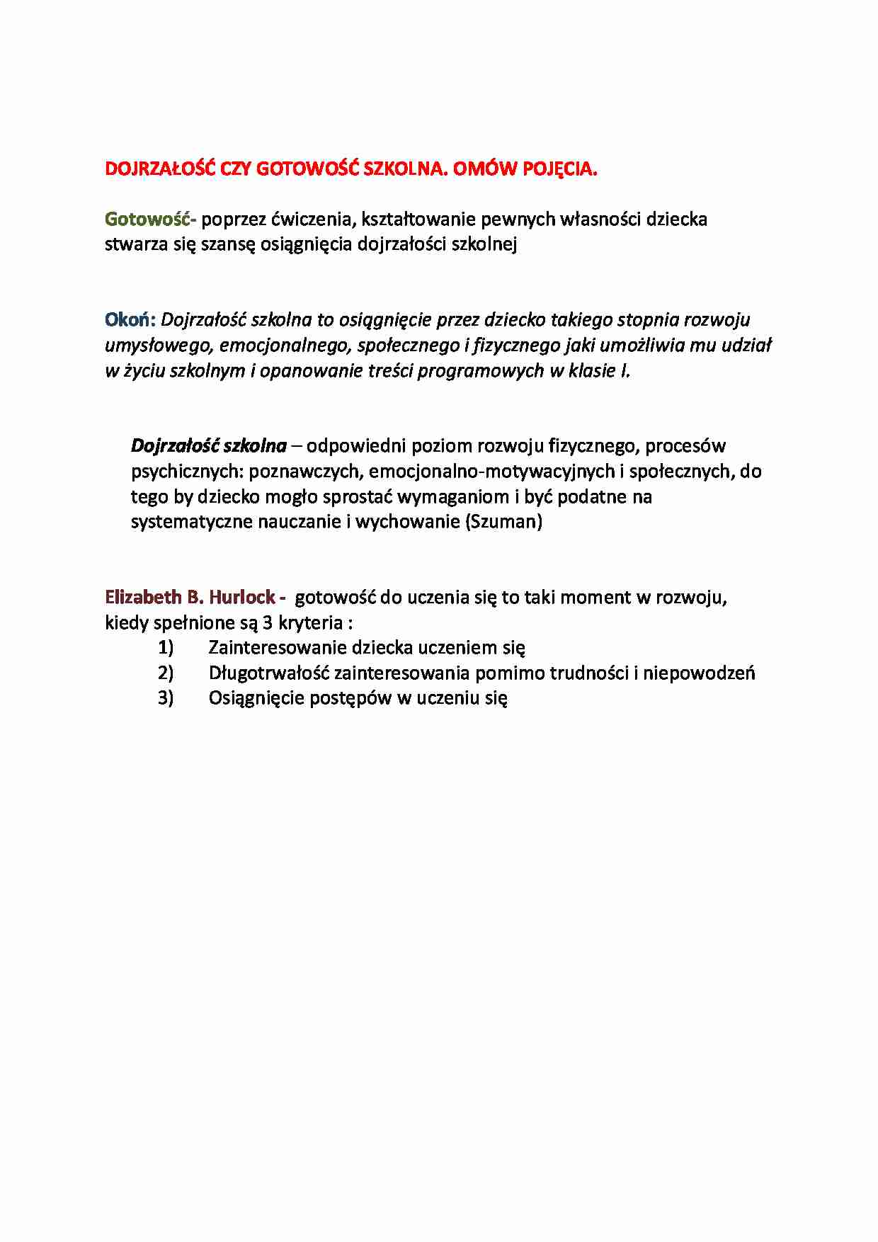 Dojrzałość czy gotowość szkolna-opracowanie - strona 1