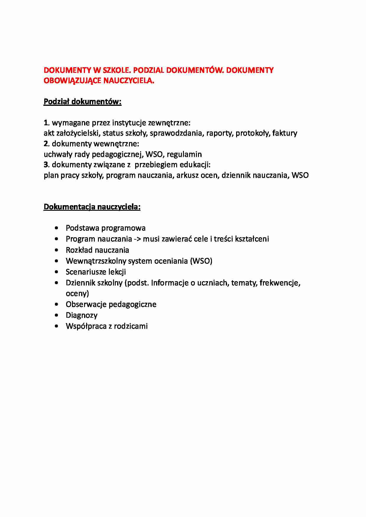 Dokument w szkole-opracowanie - strona 1