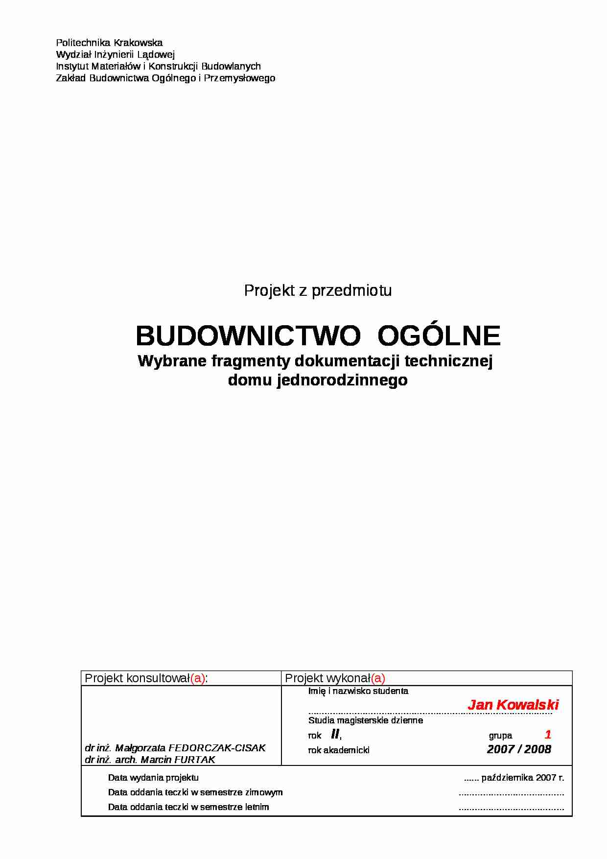 Budownictwo - projekt - strona 1